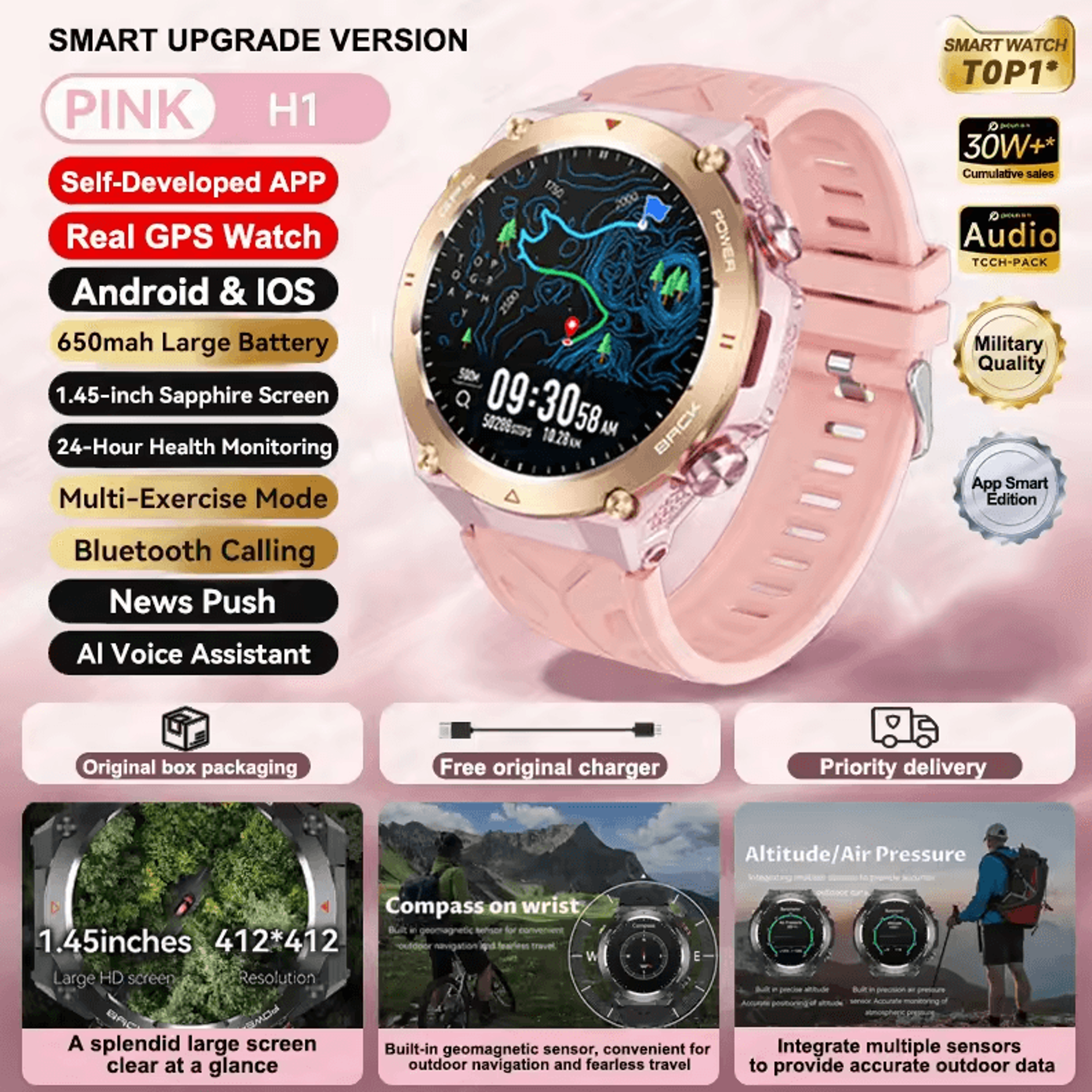 XiaomiStyle GPS Sports Smartwatch With Bluetooth Call  650mAh Long Battery 2