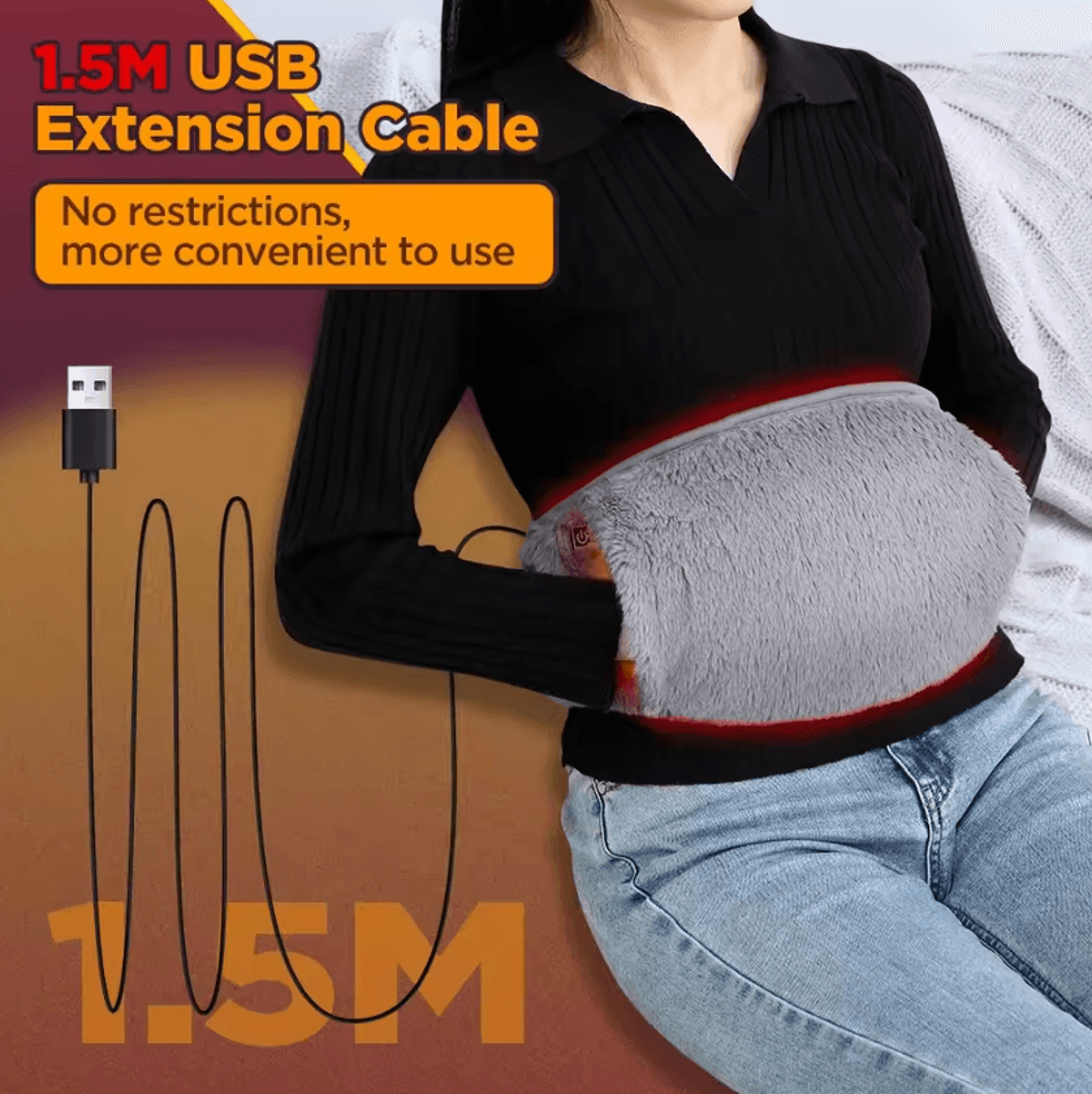 USB Electric Heating Belt  Portable Waist  Hand Warmer With Hot Compress Therapy 4