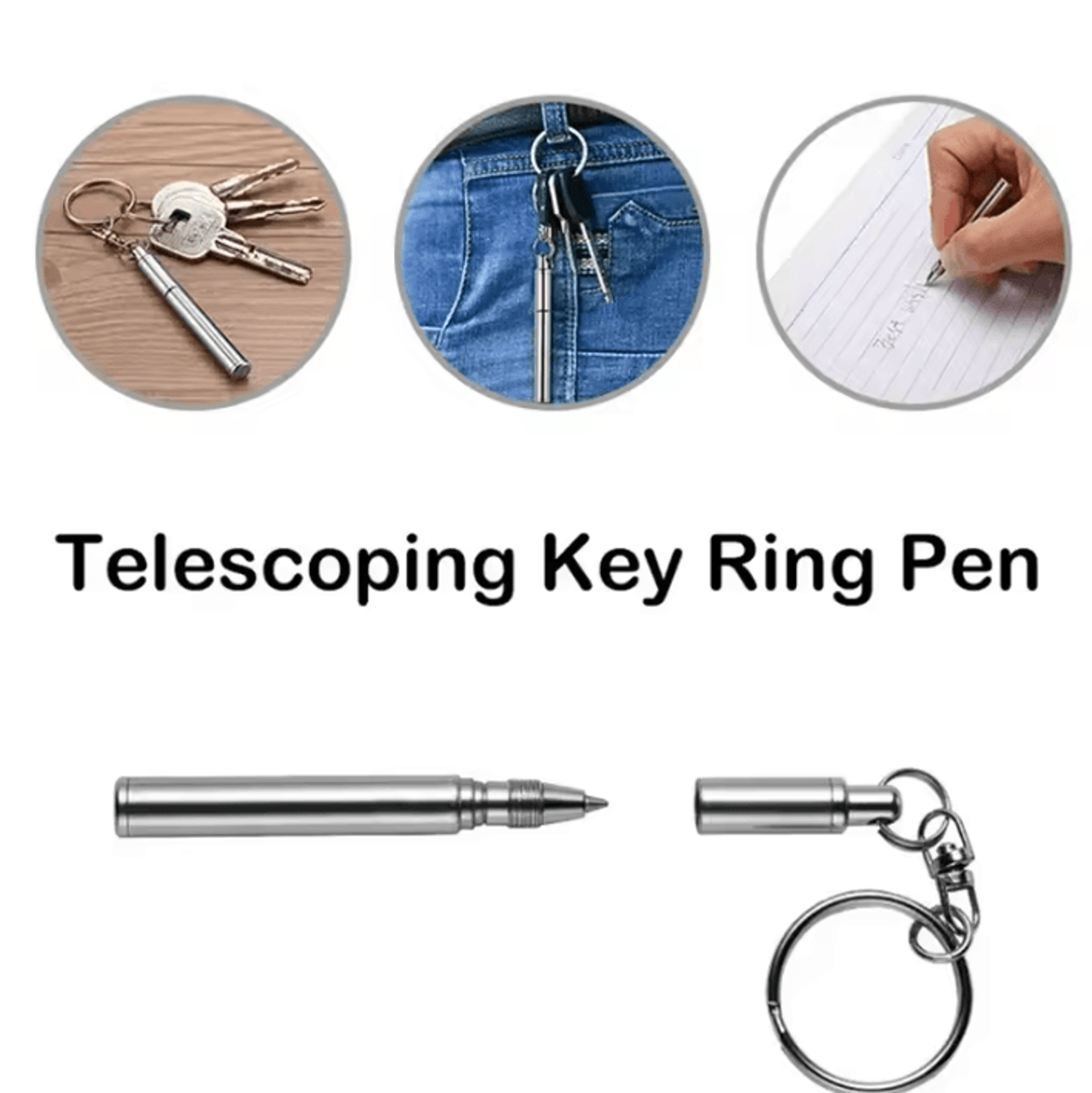 mini telescopic keychain pen – stainless steel retractable edc writing tool