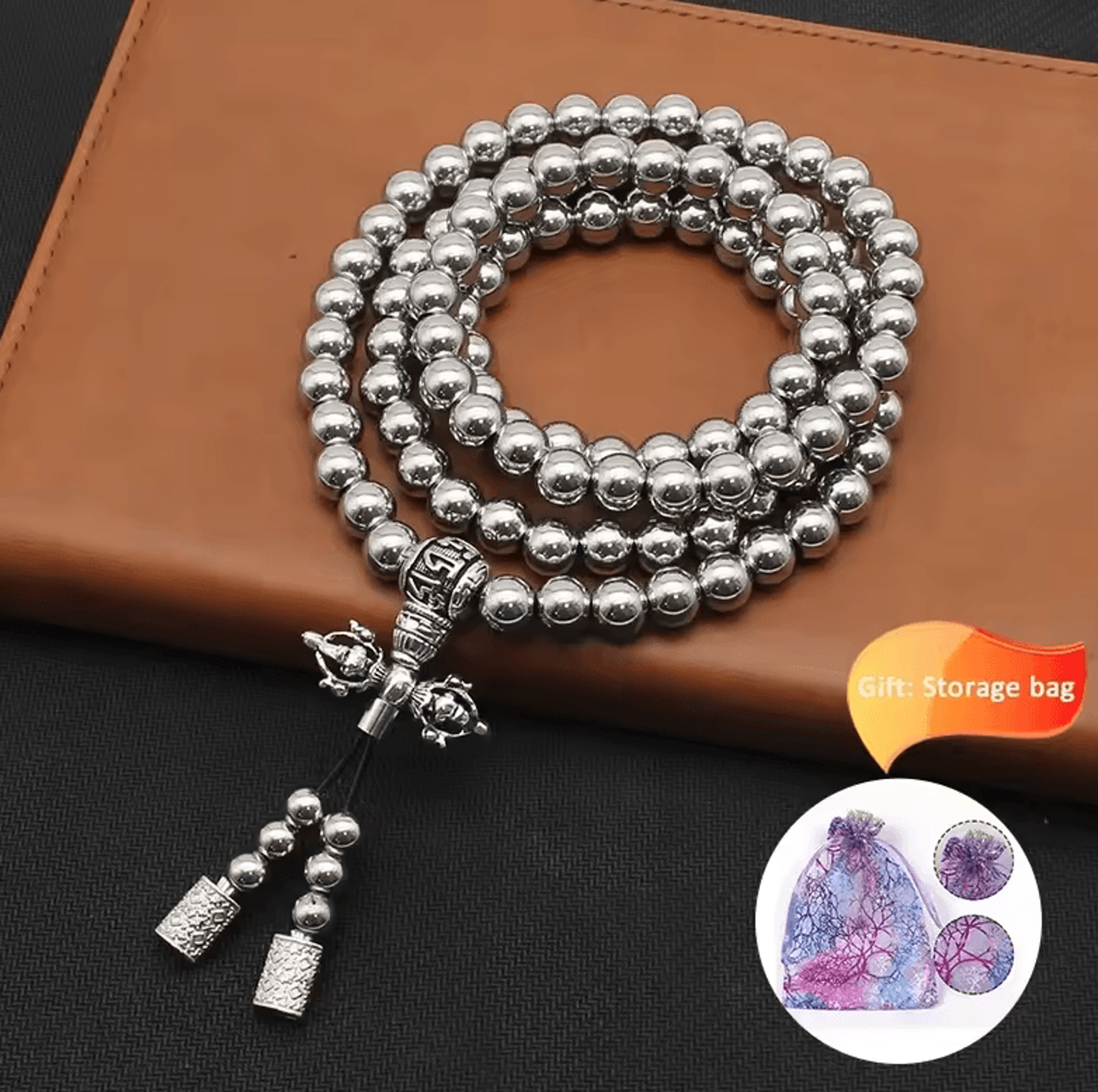 Tactical 8MM Titanium Steel Bead Necklace  HeavyDuty EDC Chain 118128 Beads 6
