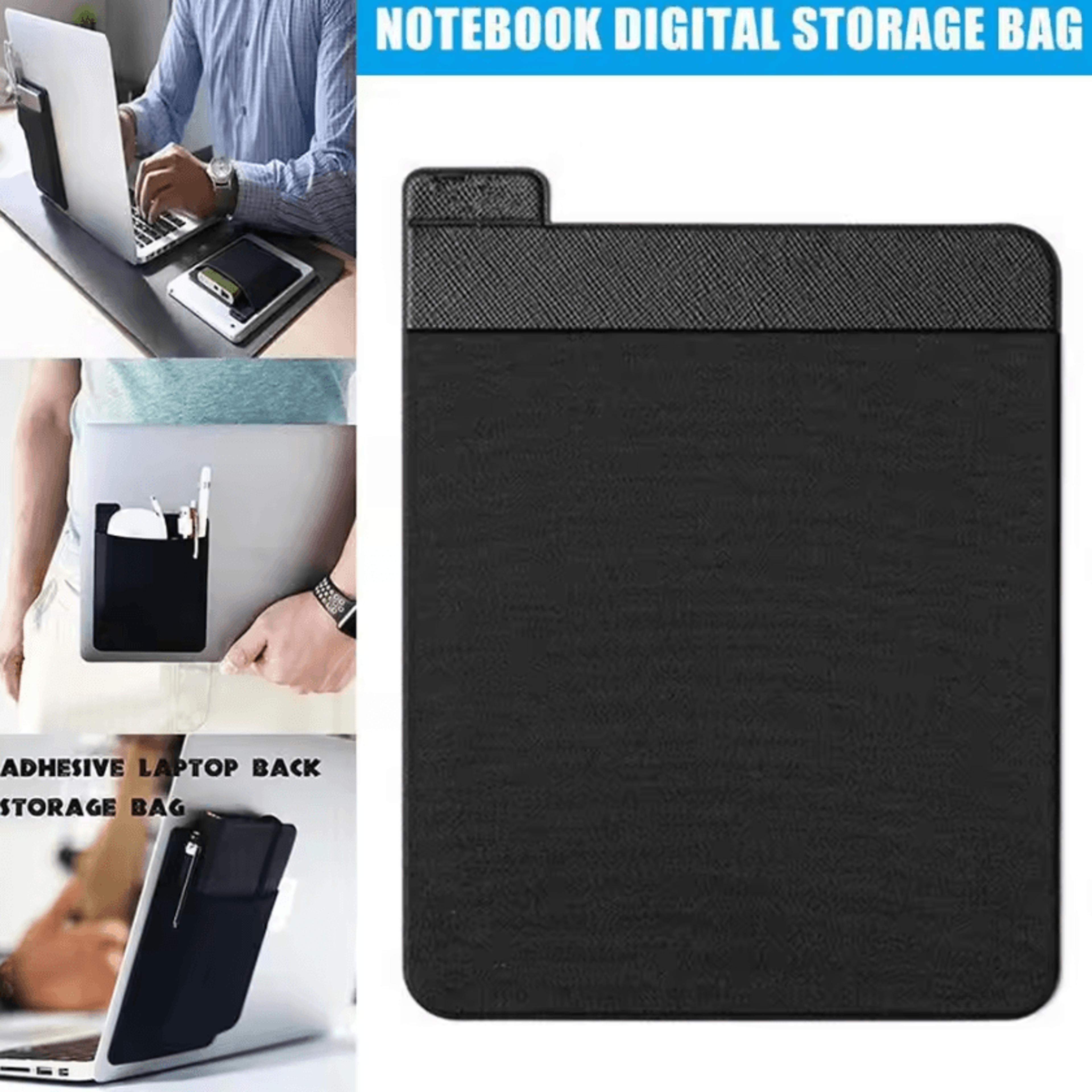 Adhesive Laptop Storage Pouch  StickOn Mouse  Hard Drive Organizer Sleeve 4