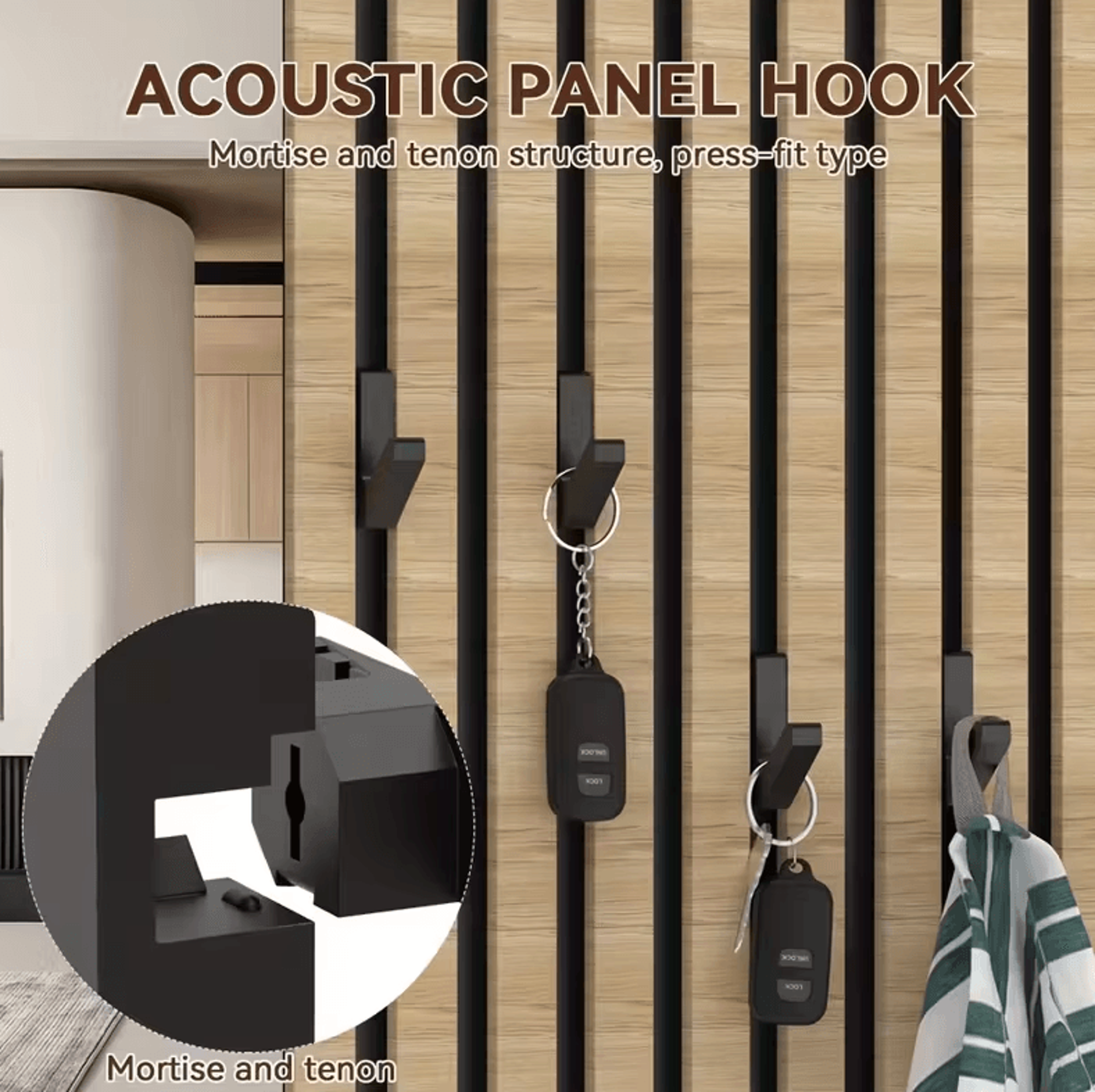 4pcs acoustic panel clothing hooks – no-drill storage hooks for studio & office soundproof panels