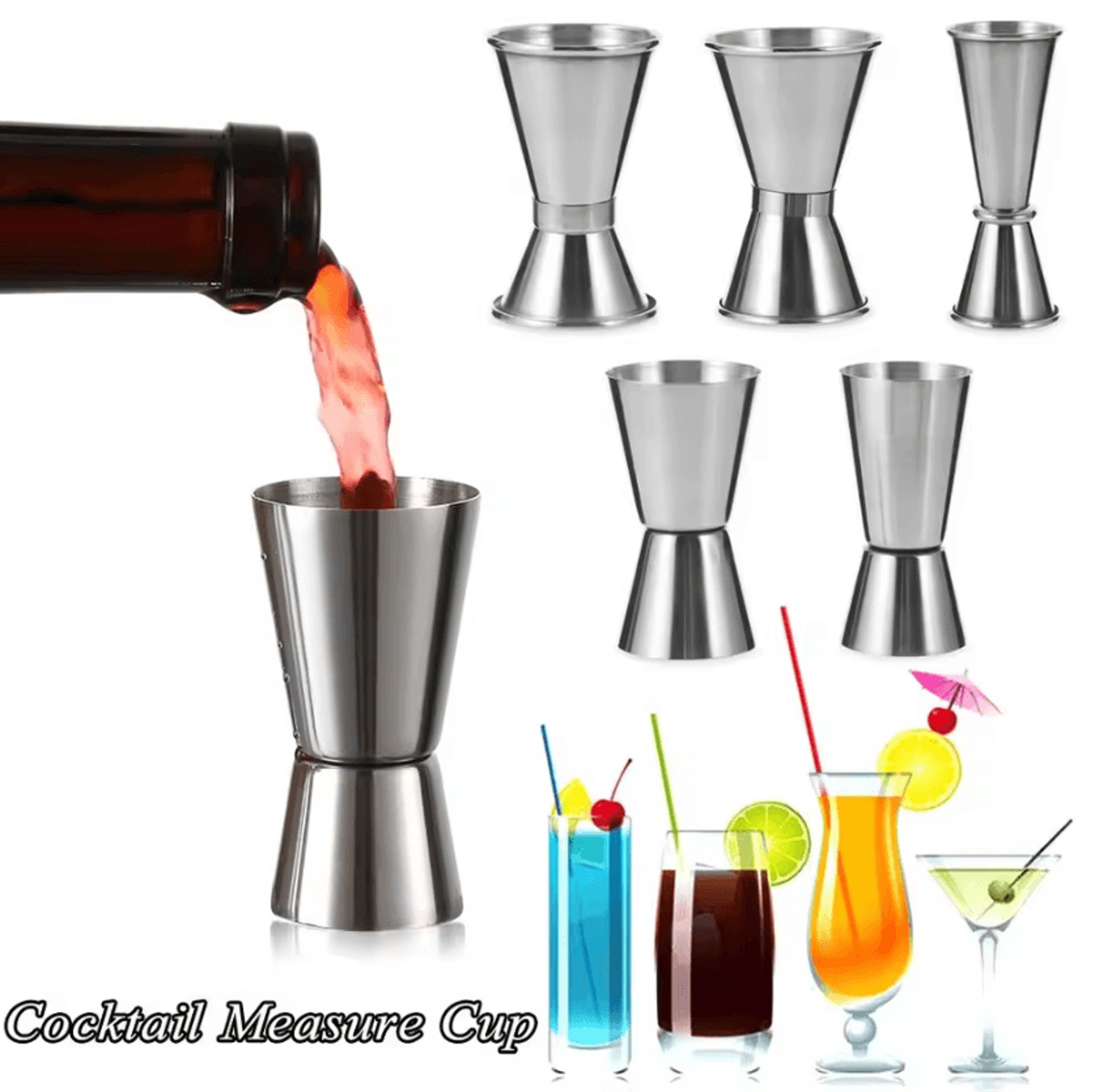 Premium Stainless Steel Double Jigger  Precision Cocktail Measuring Cup Dual Shot 530ml 1
