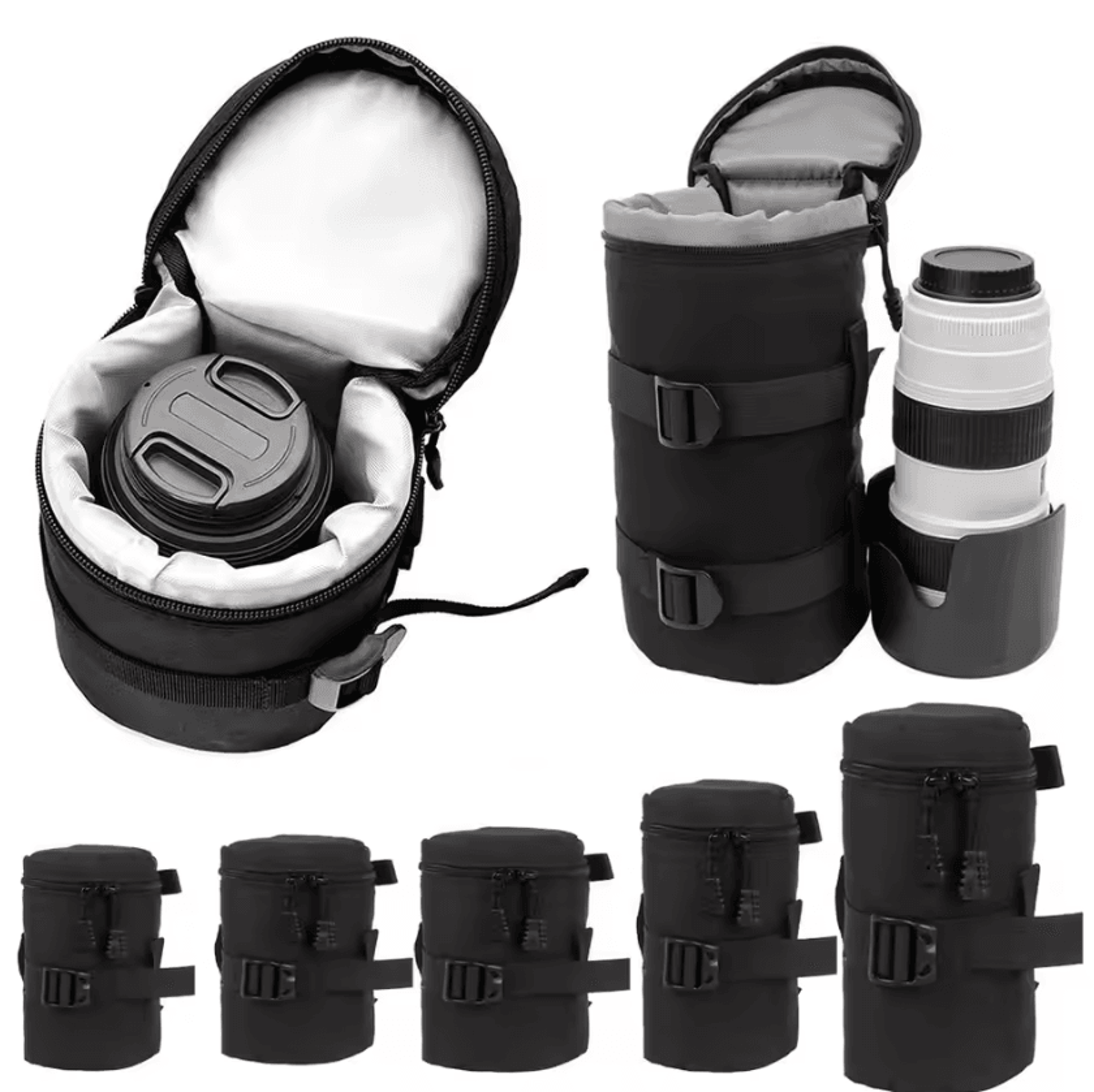 deluxe waterproof camera lens pouch – soft padded dslr lens protection case