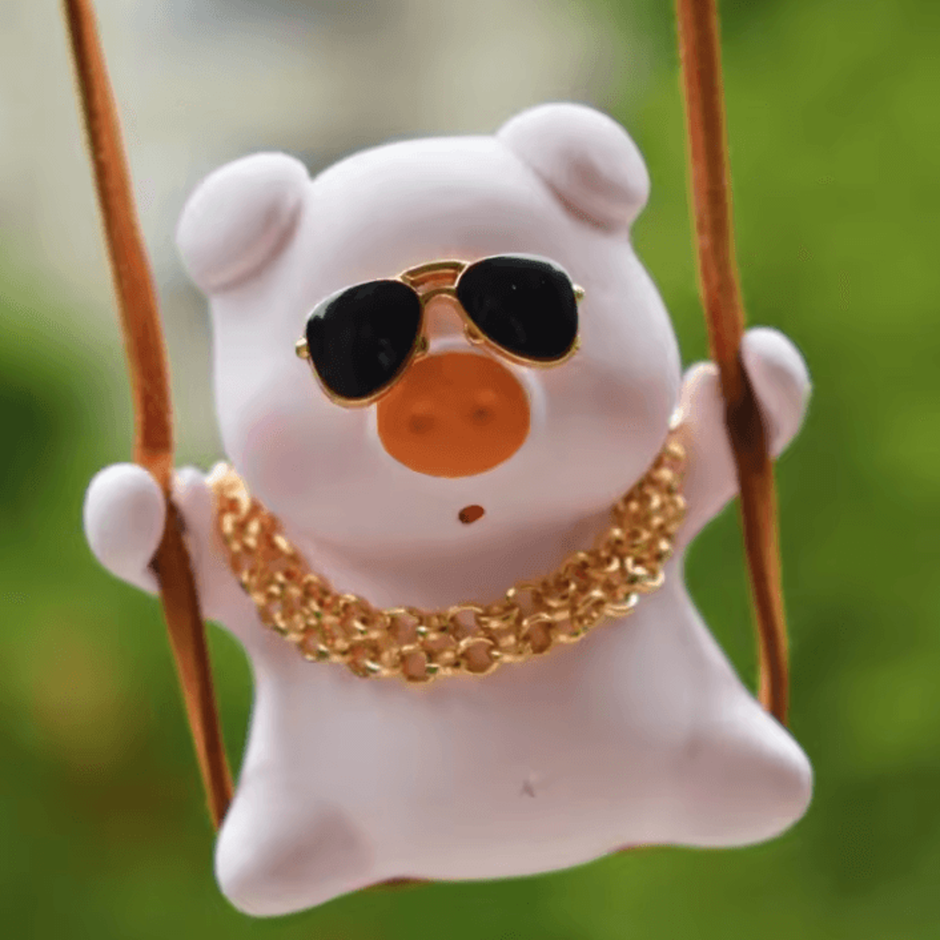 cute pink swing pig rearview mirror car pendant