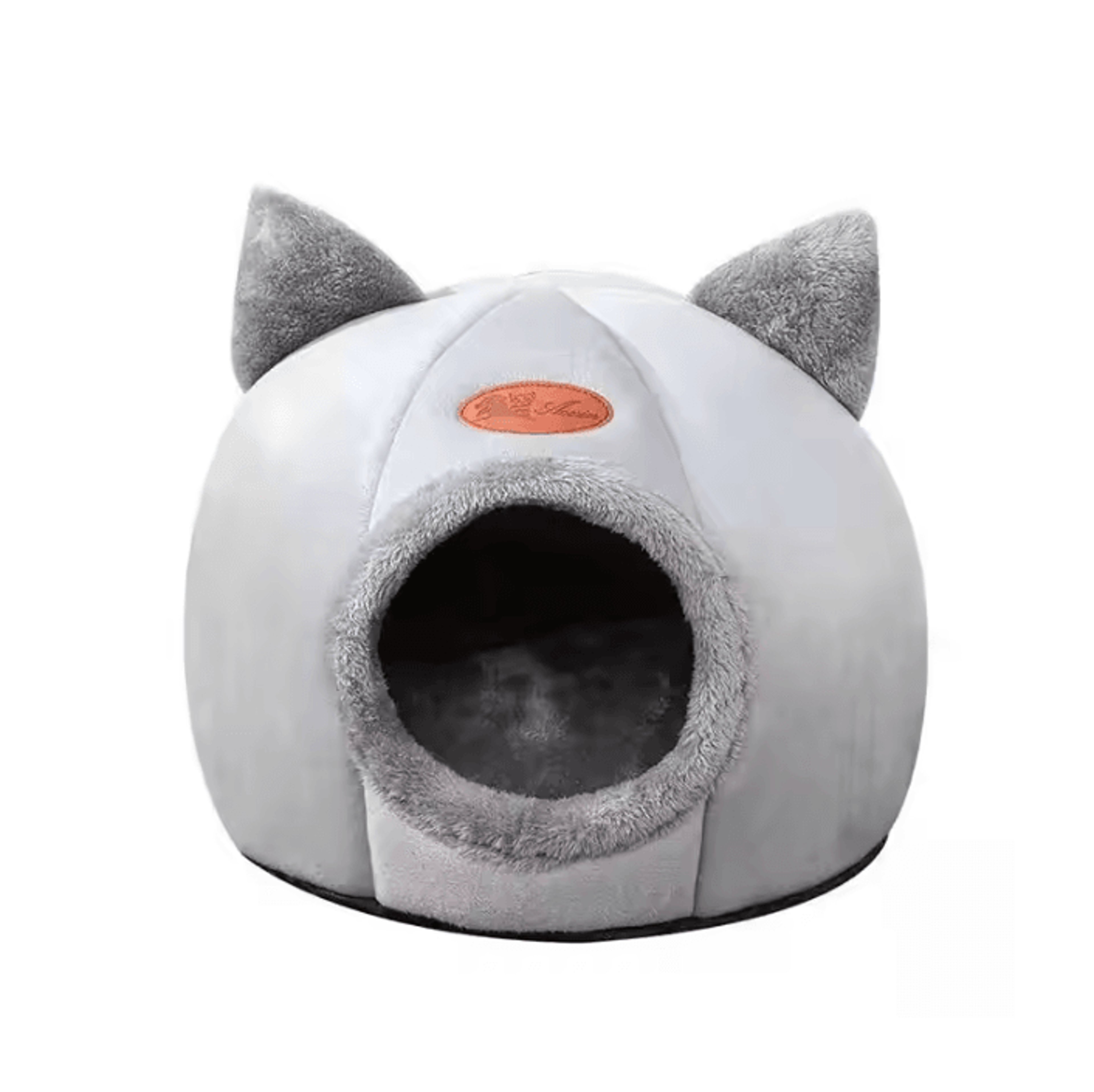 Cute Cat Head Shape SemiEnclosed Warm Cat Bed House 5