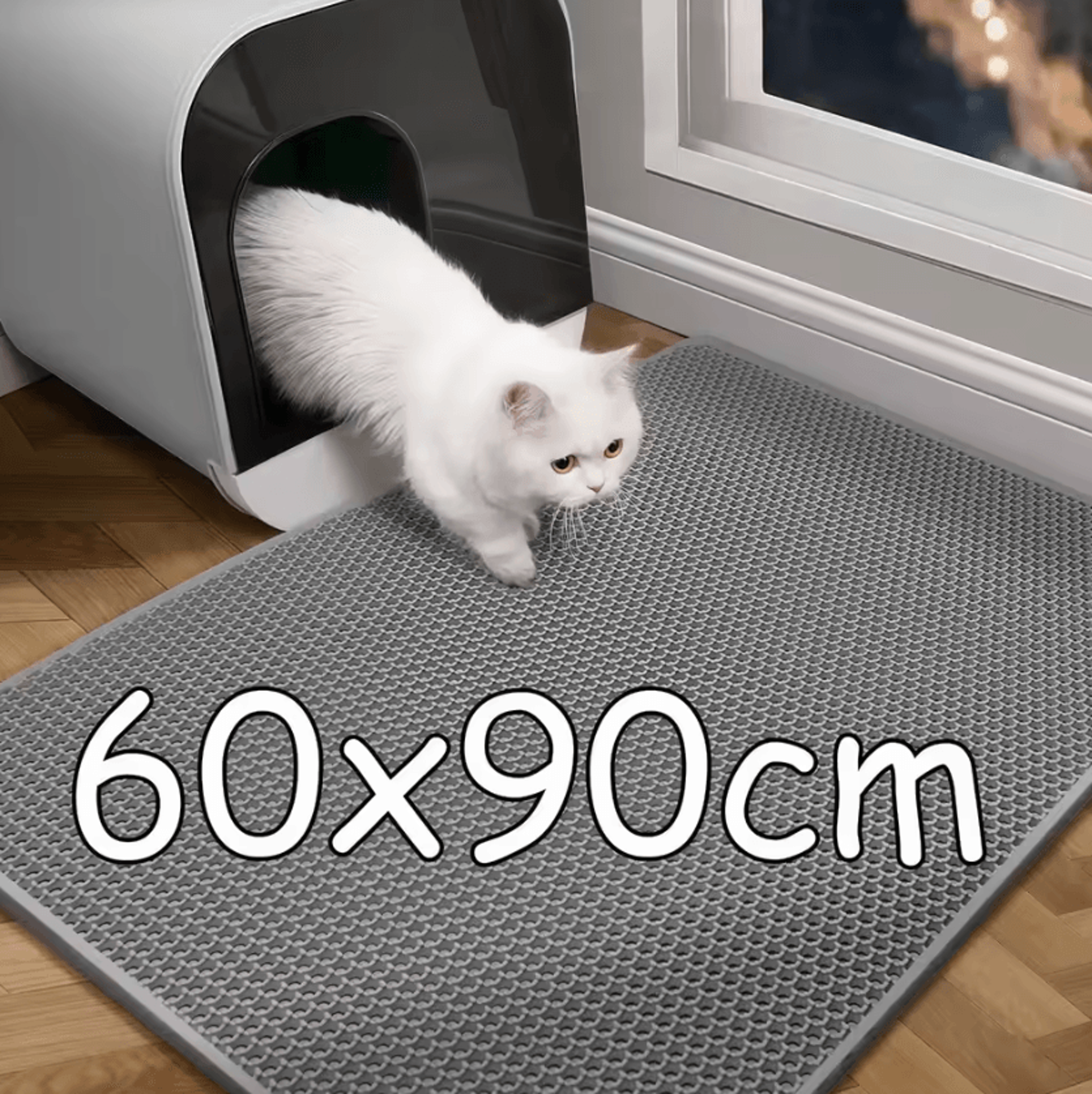 large double-layer cat litter mat for scatter control & easy cleaning