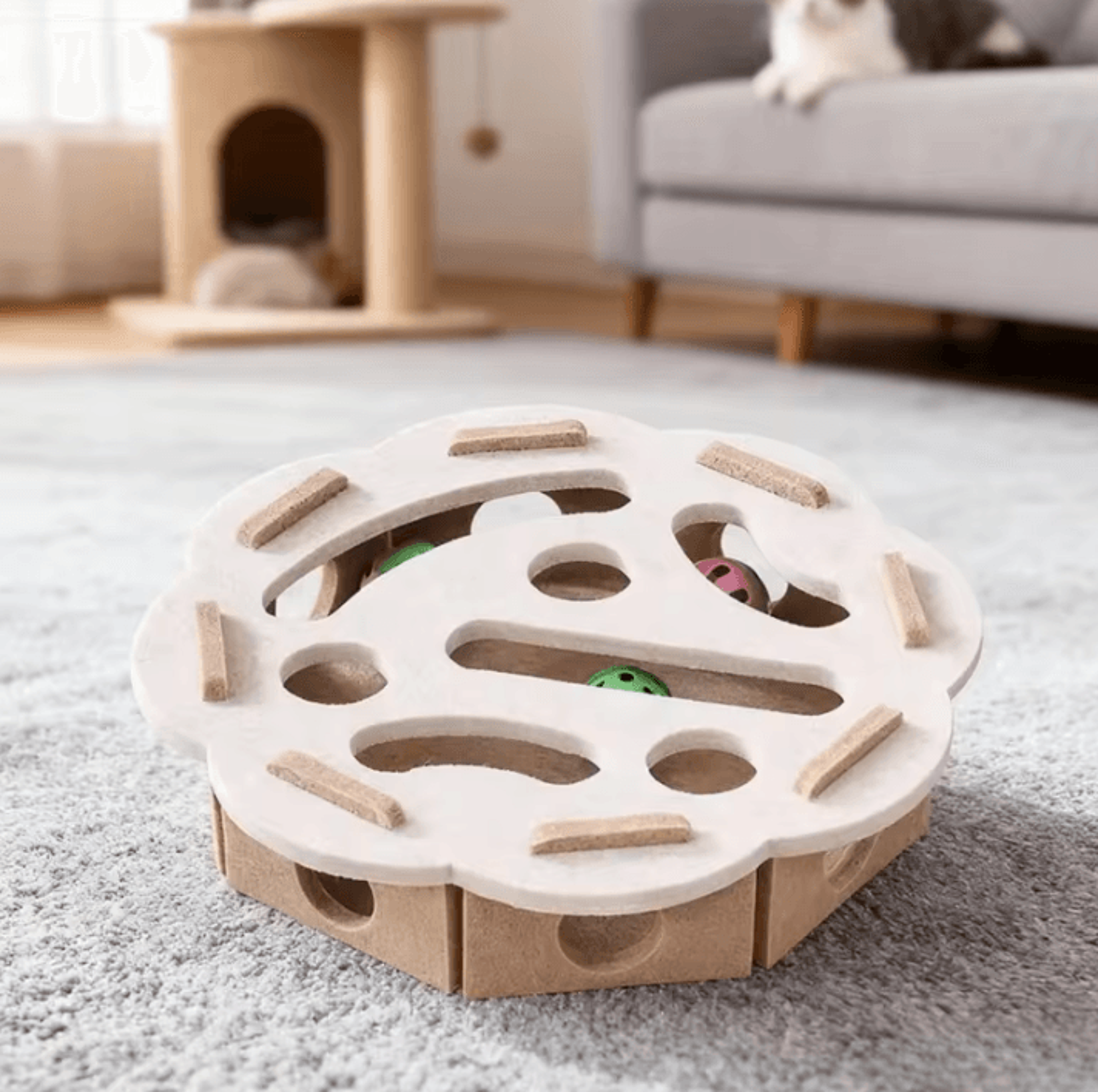 HuntNest Interactive Felt Cat Tunnel Puzzle Toy With Ball 1
