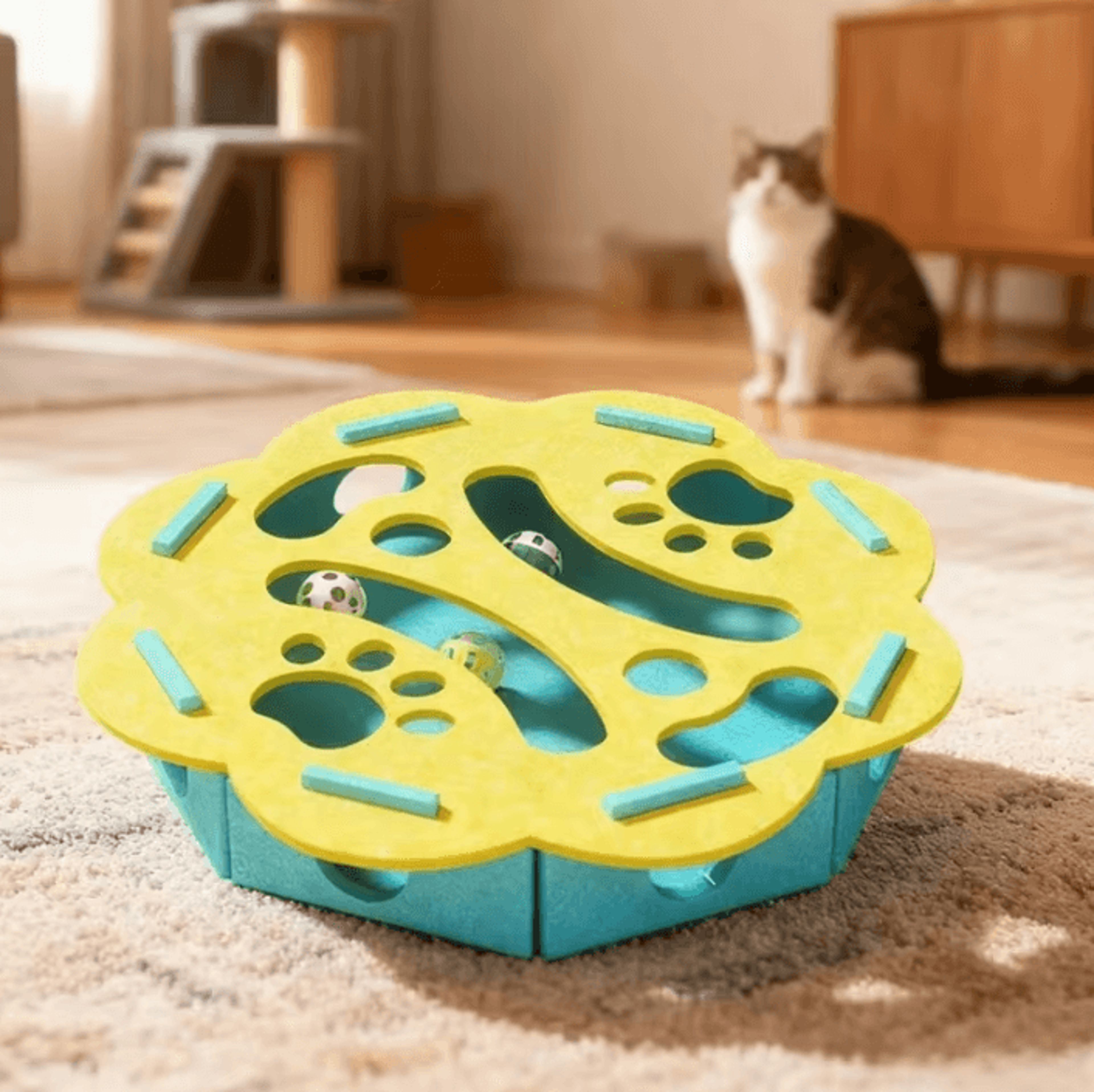 HuntNest Interactive Felt Cat Tunnel Puzzle Toy With Ball 8