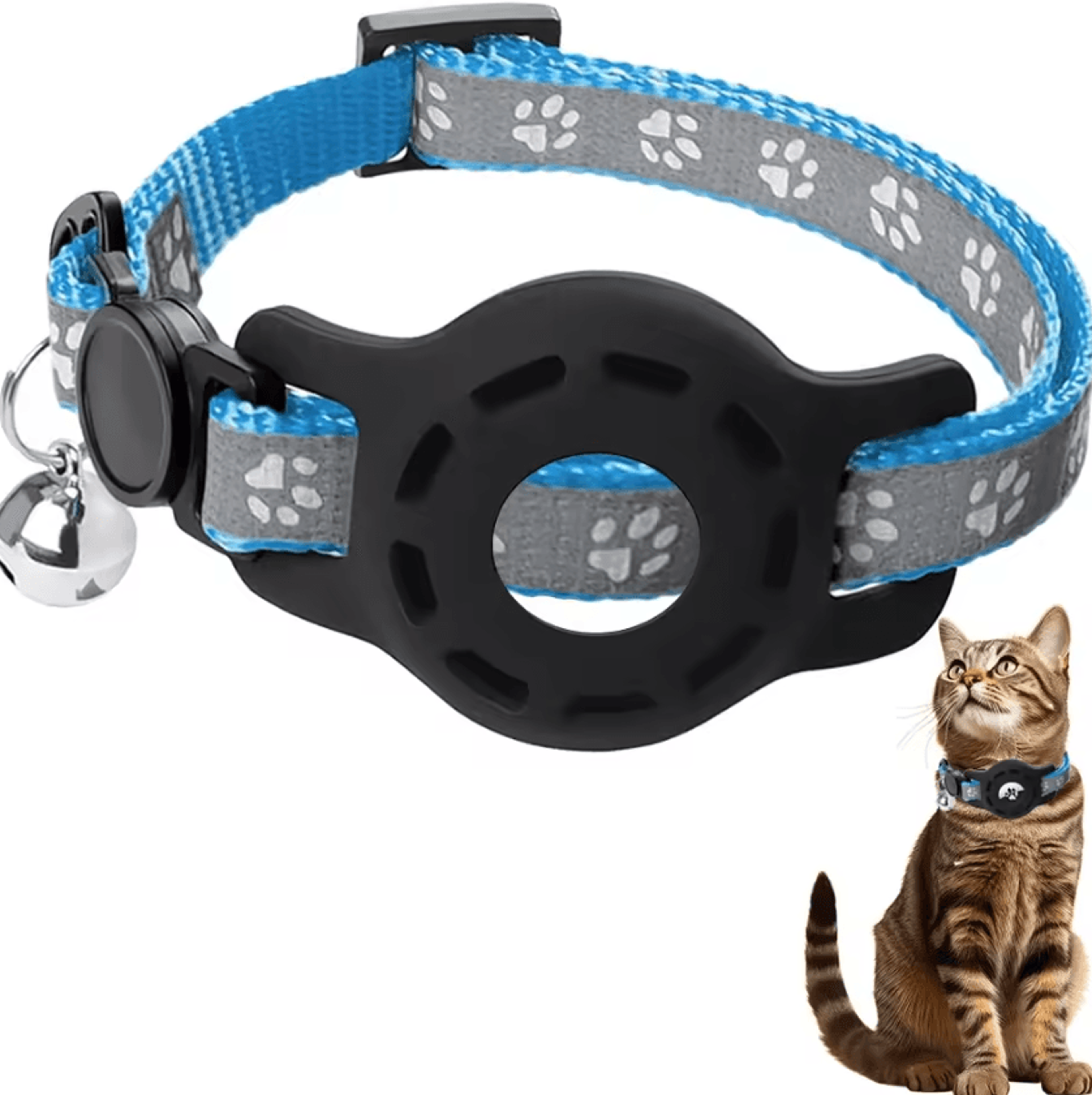 SafeTrack AirTag Cat Collar  Adjustable AntiLost Collar With Secure AirTag Holder  Bell 5