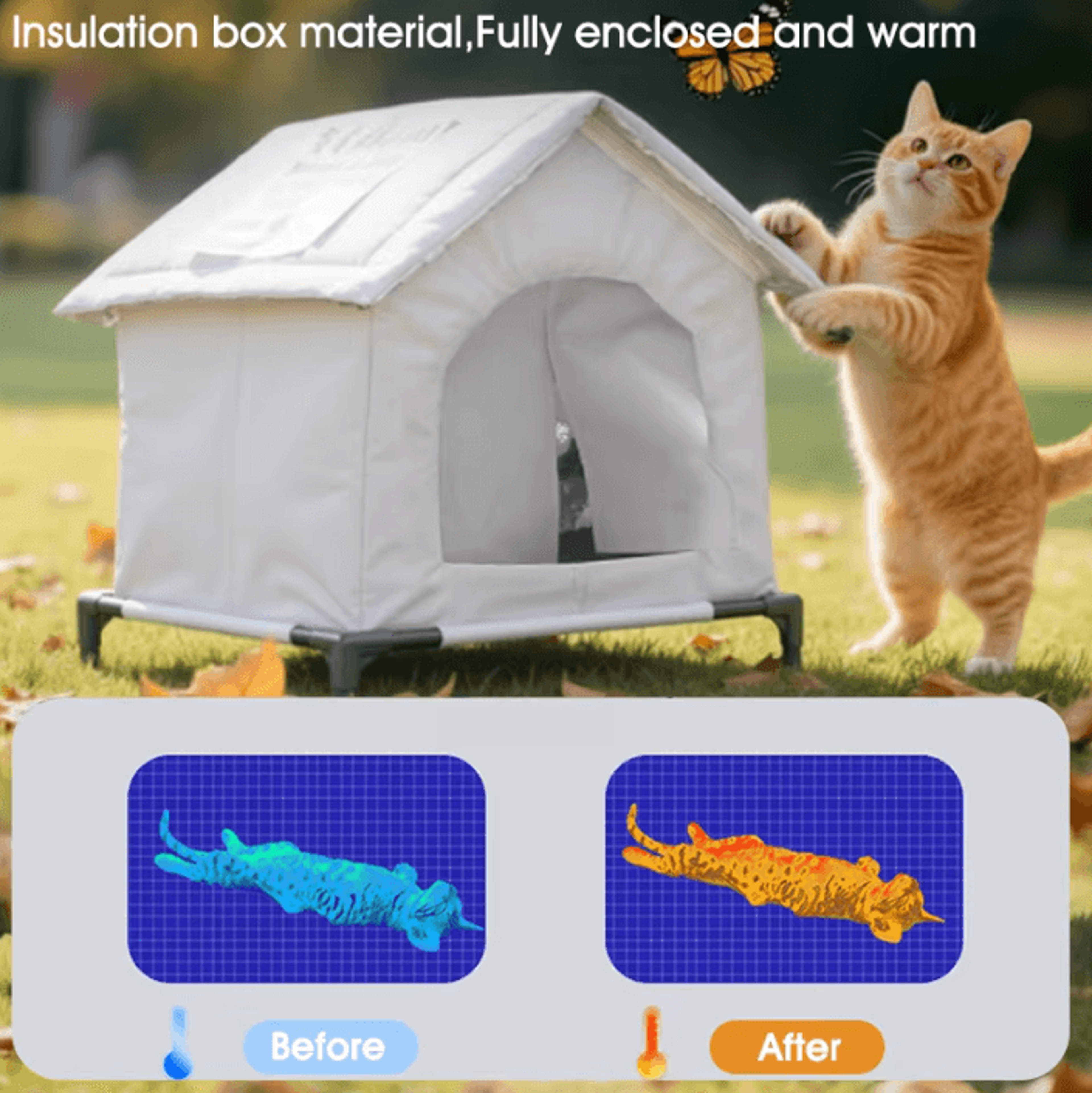 Waterproof Outdoor Cat Shelter  Insulated Foldable Pet House For Cats  Small Dogs 2