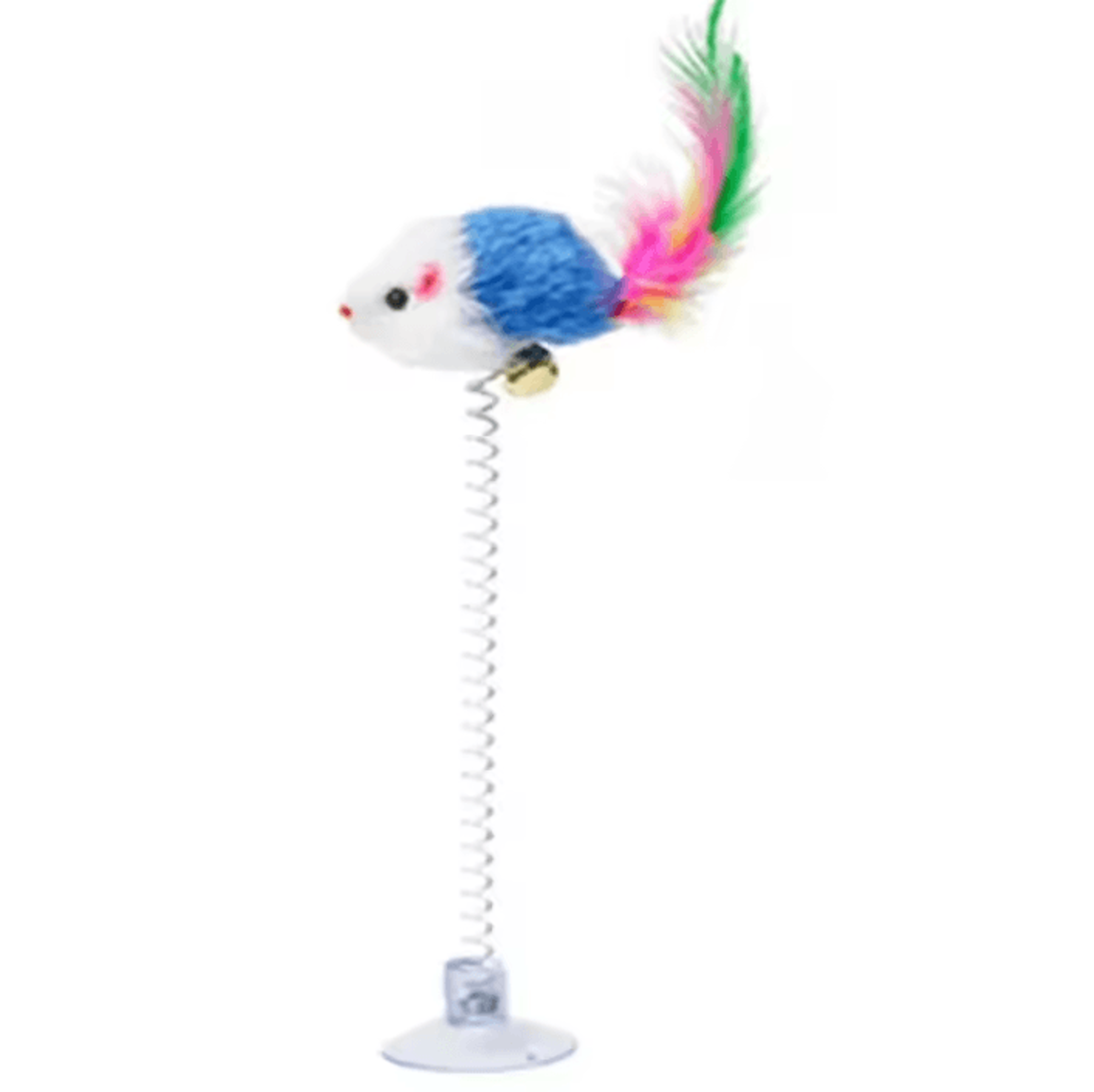 Spring Mouse  Feather Cat Toy  Interactive Suction Cup Teaser For Active Cats 2