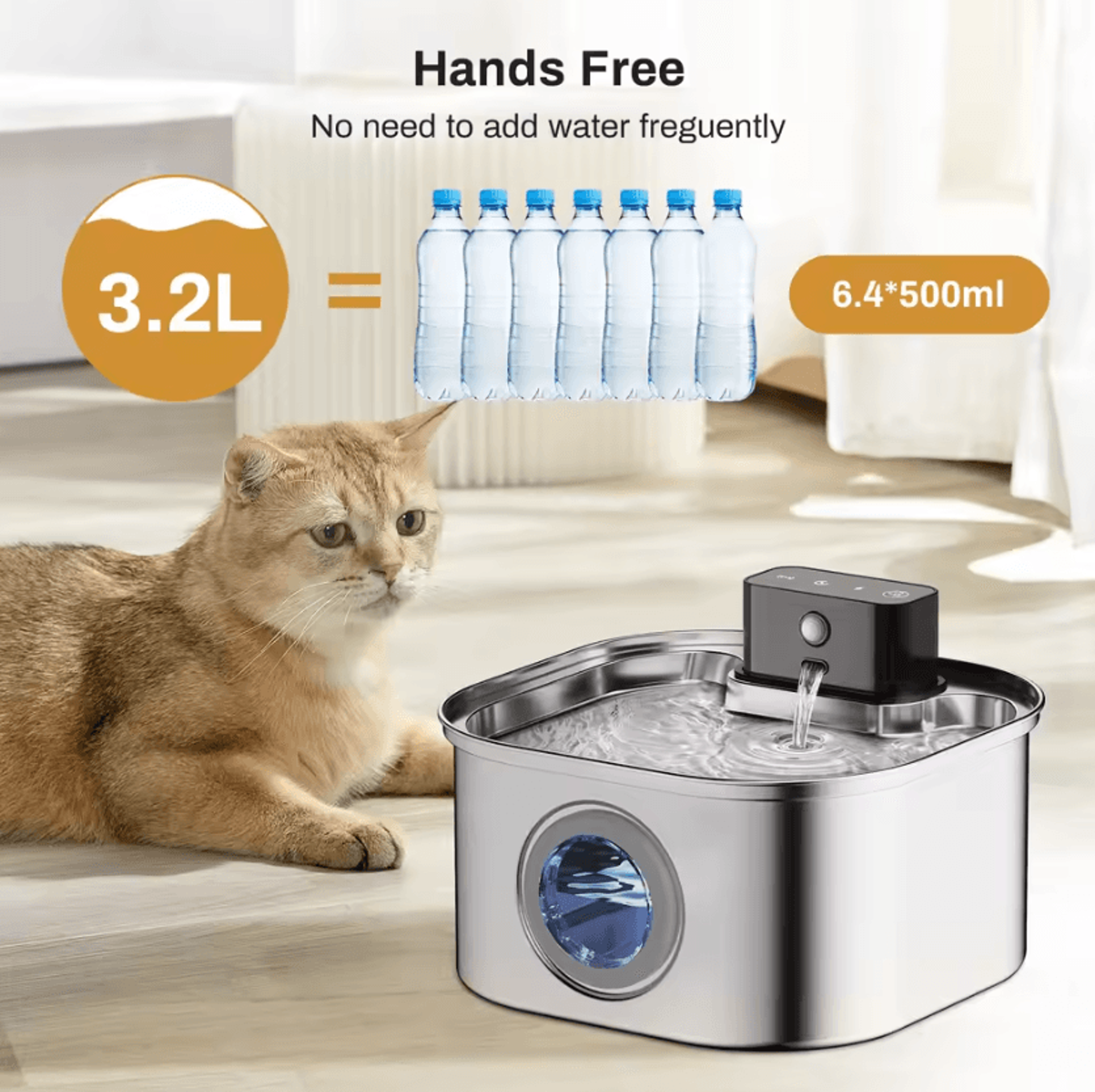 AquaSense Wireless Stainless Steel Pet Water Fountain 32L 1