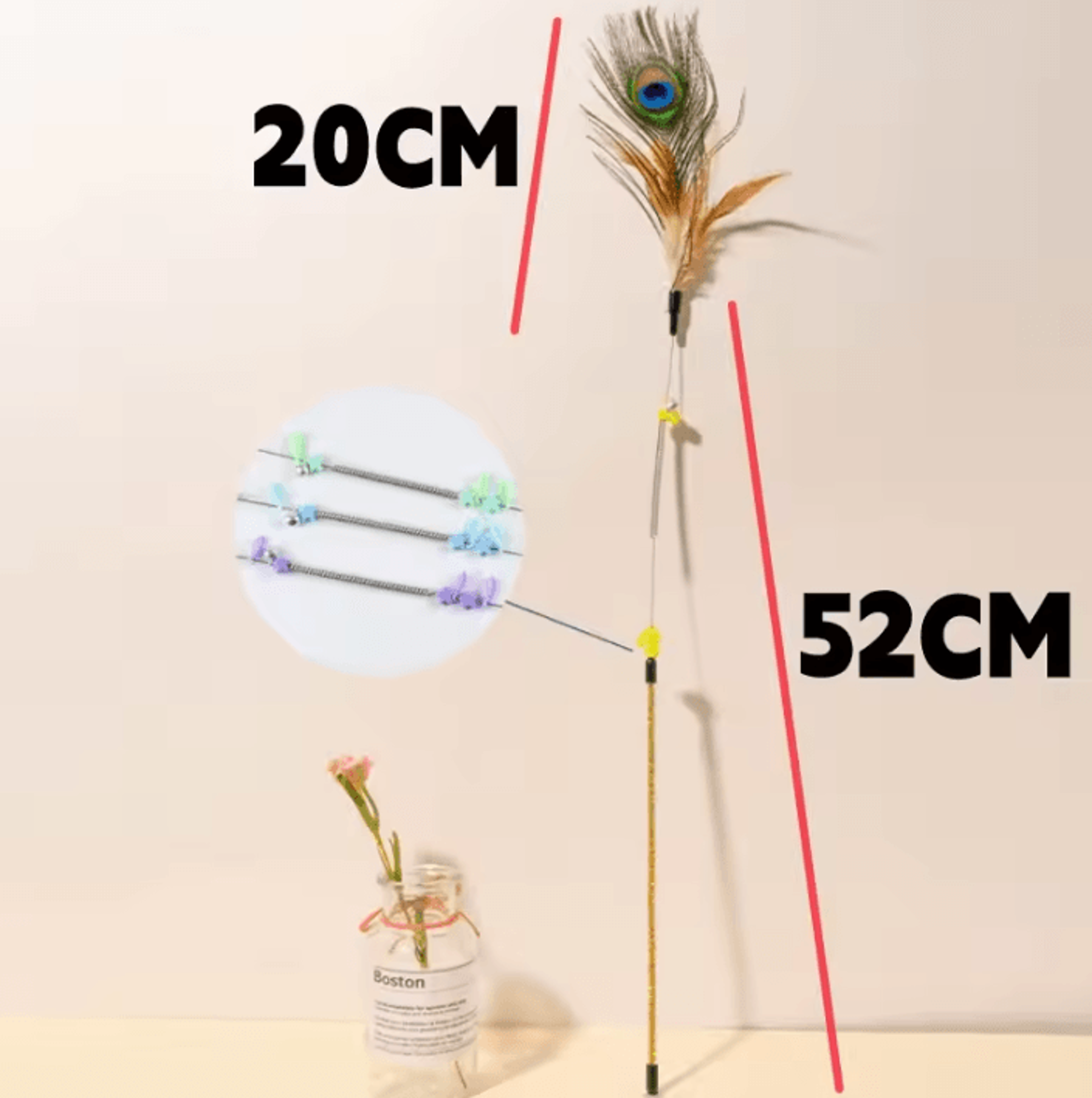 Peacock Feather Interactive Cat Wand Toy 4