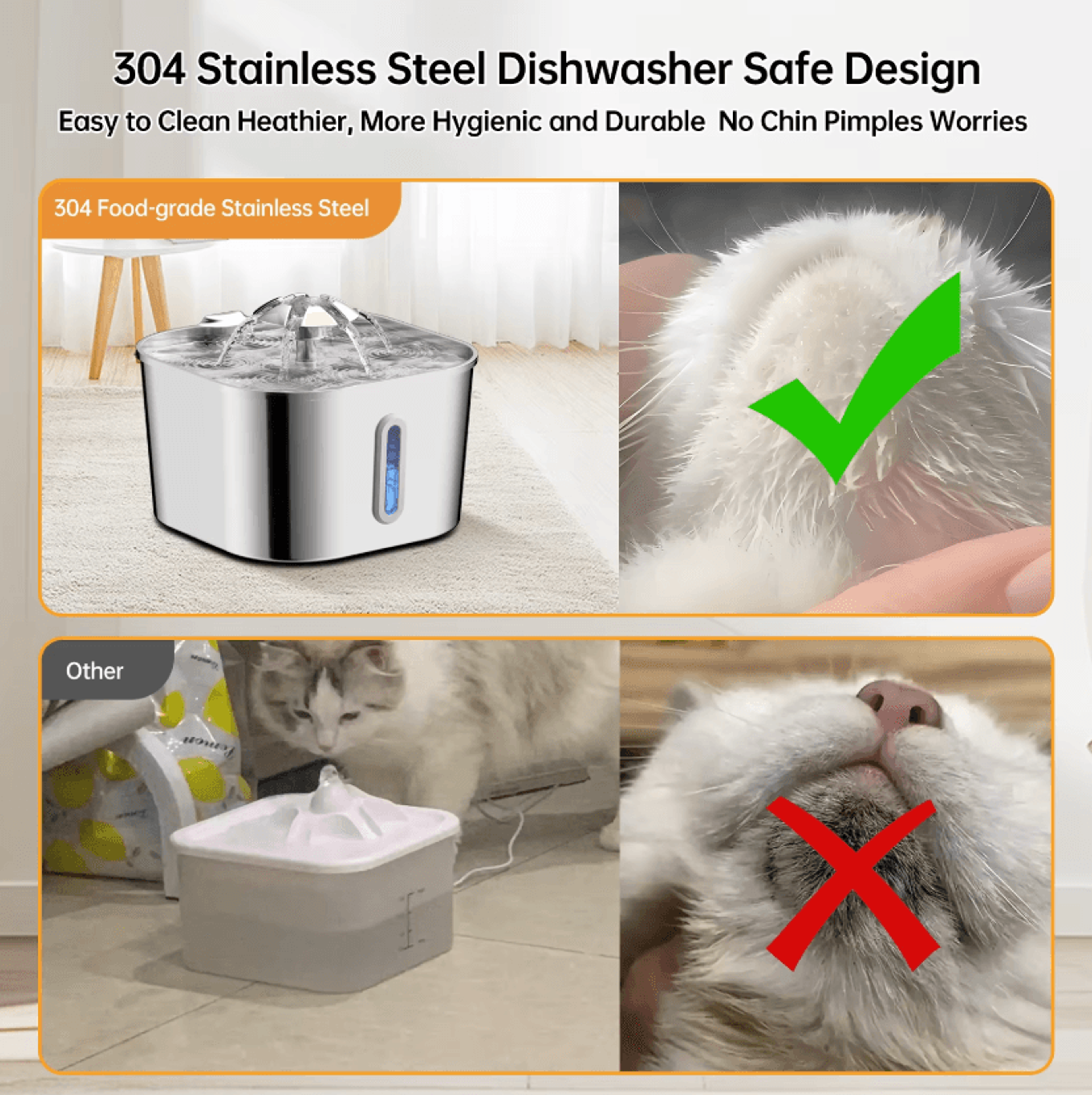 AquaFlow Stainless Steel Automatic Cat Water Fountain 2