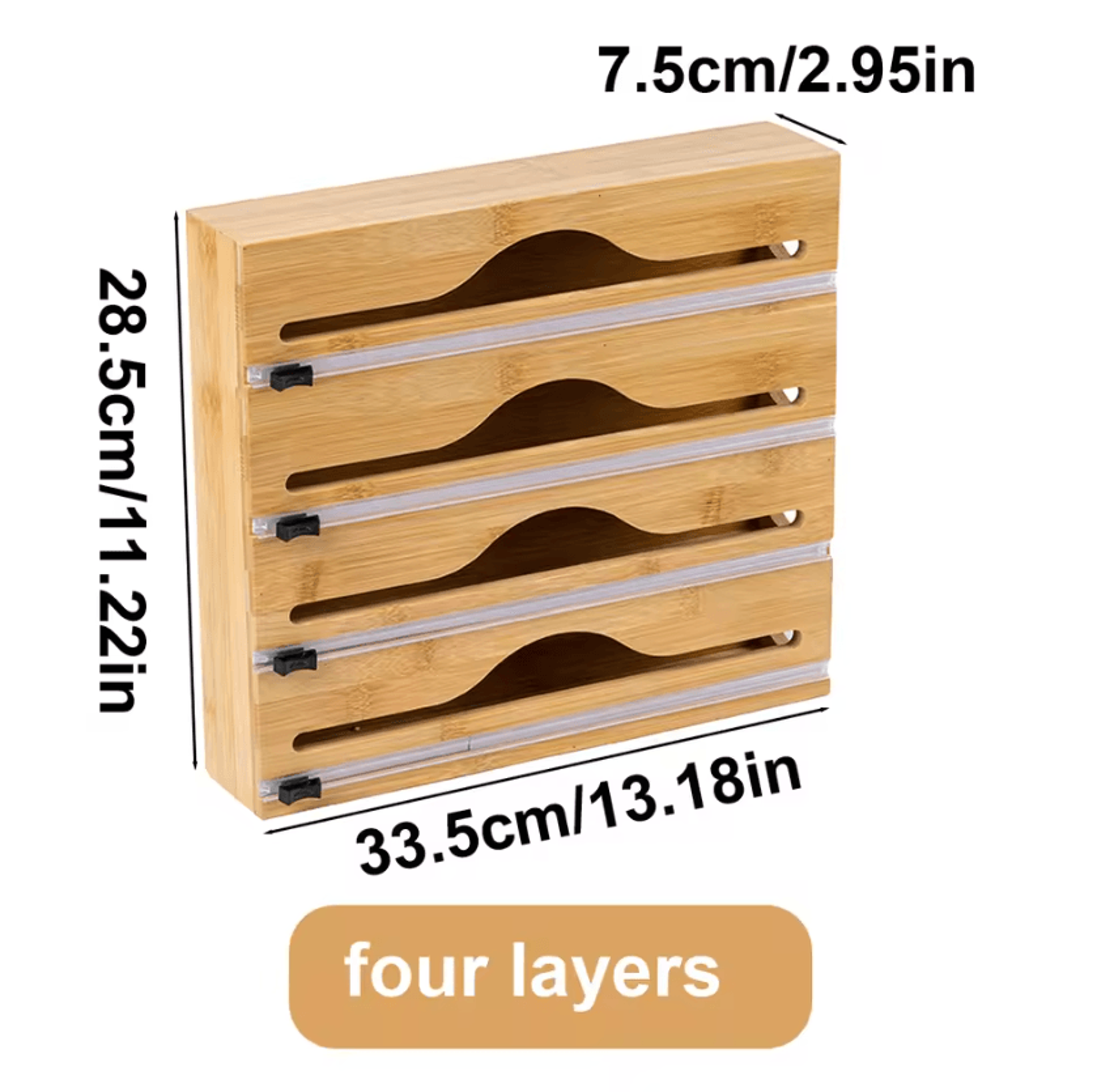 BambooCut Kitchen Wrap Dispenser With Foil  Cling Film Cutter 6