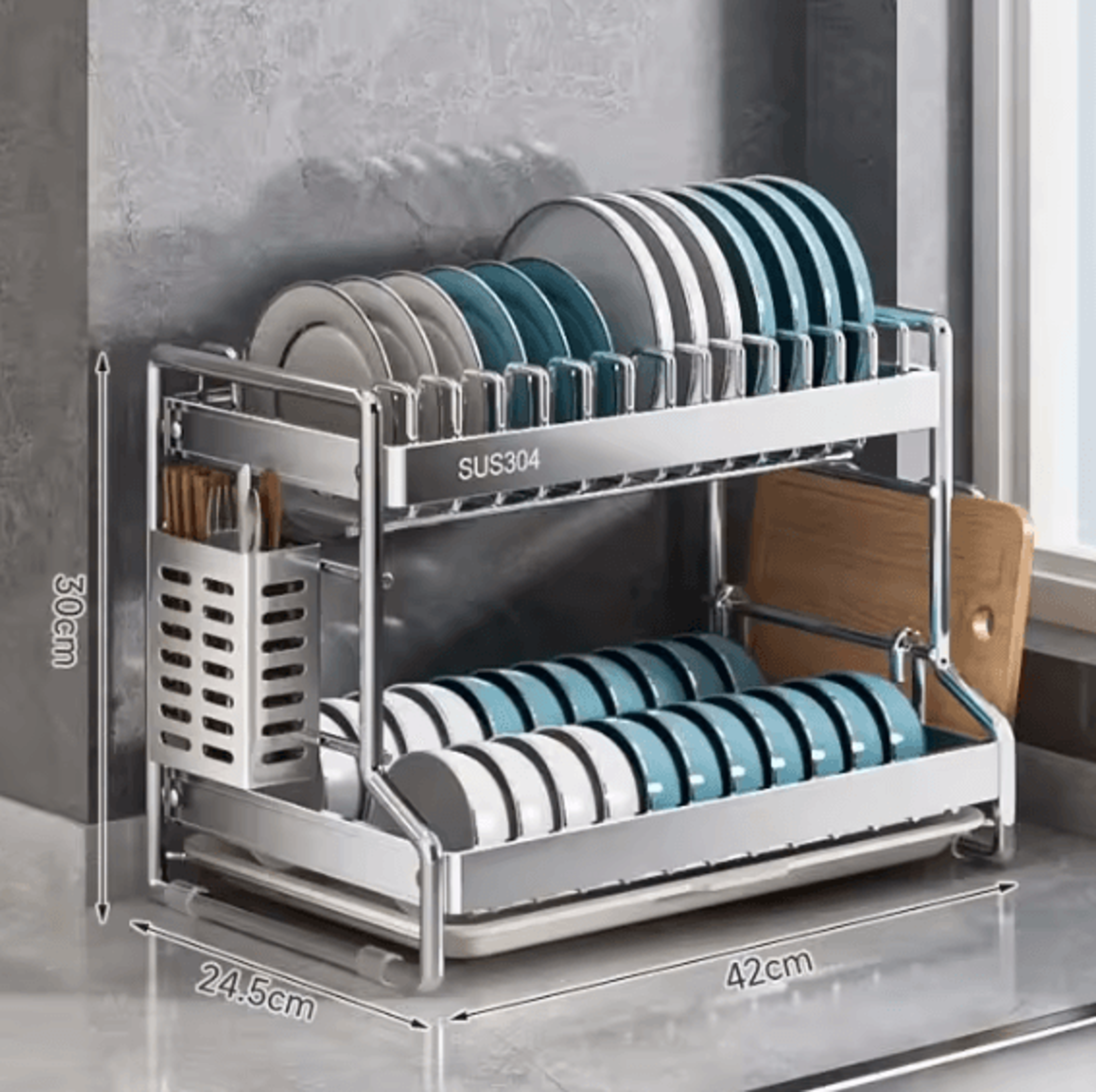 DryElite Stainless Steel Dish Drying Rack  Kitchen Drain Board Organizer 5