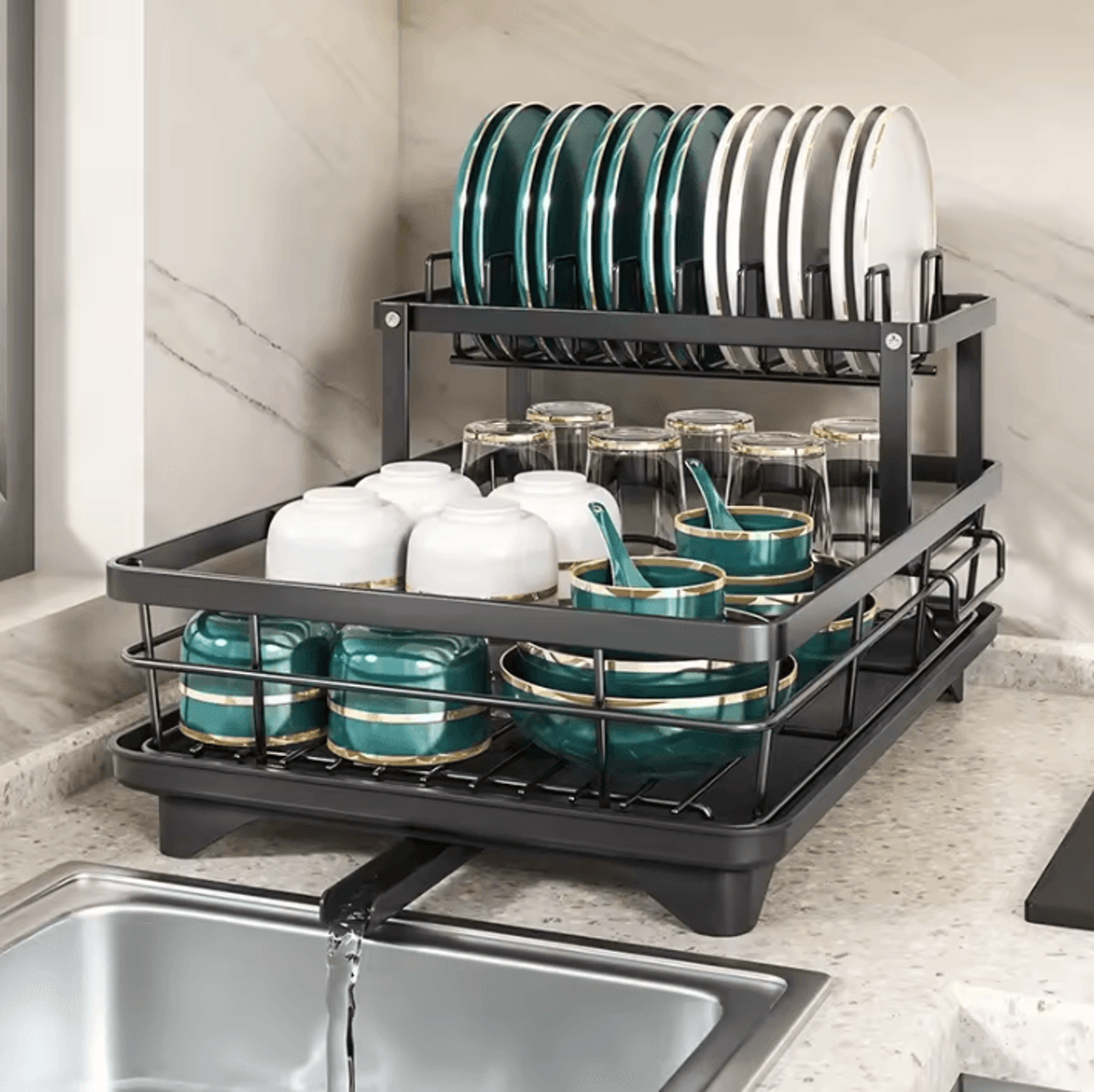 AdjustaDry Stainless Steel Dish Drying Rack  Cutting Board Organizer 1