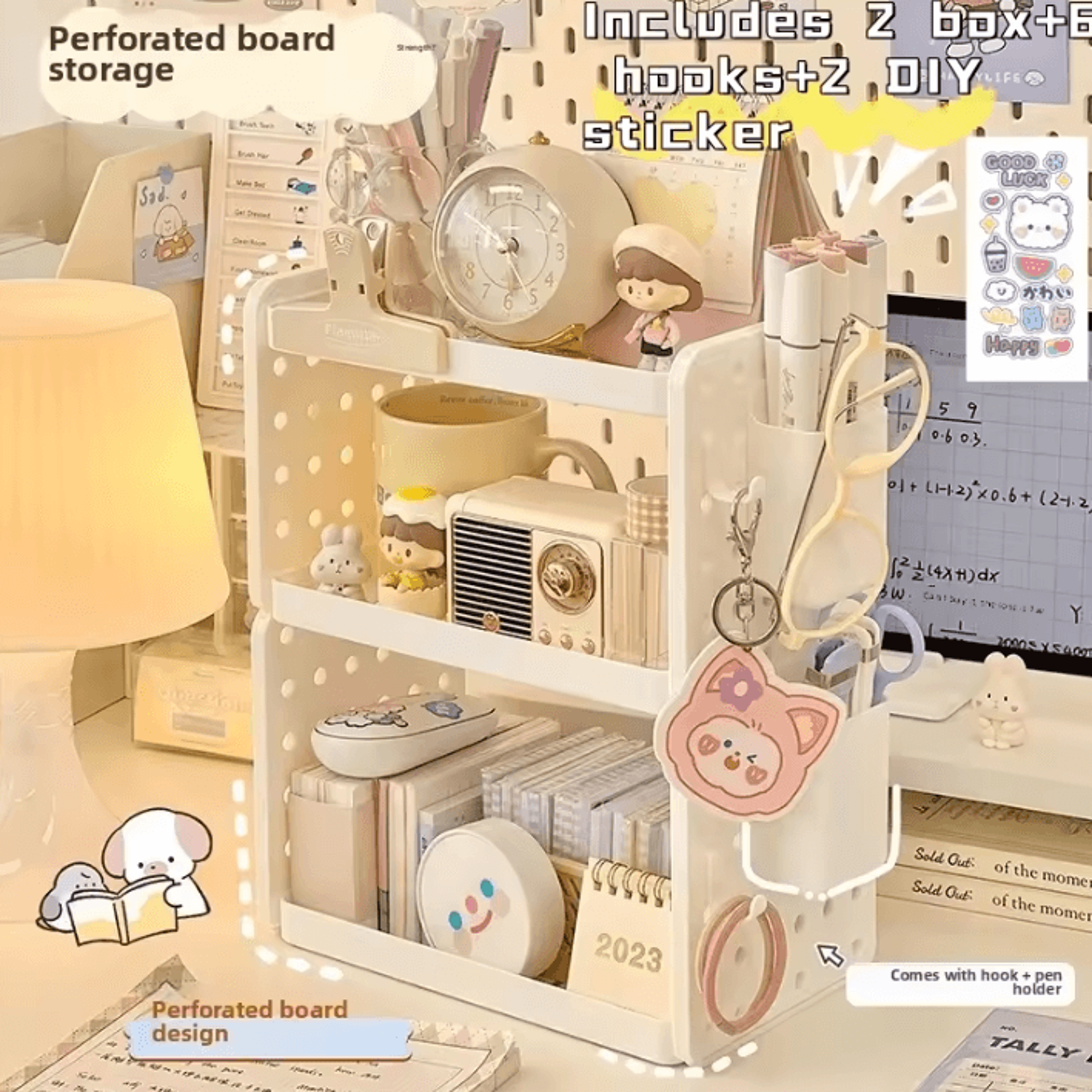 DeskHub 3Tier Desktop Organizer Shelf  Pegboard Office Storage Station 6