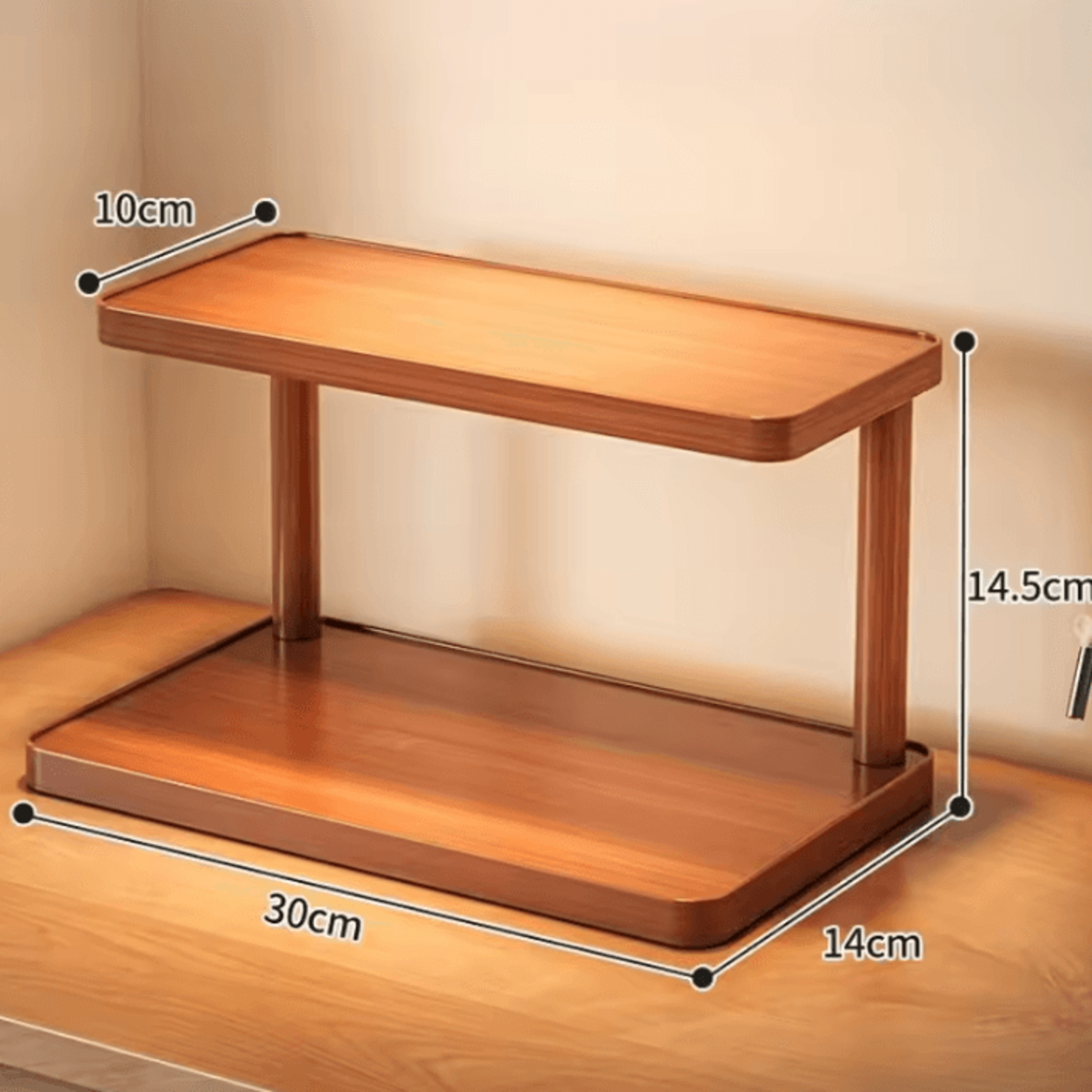 HeritageTier 2Tier Wooden Countertop Organizer  Decorative Spice Storage Shelf 5