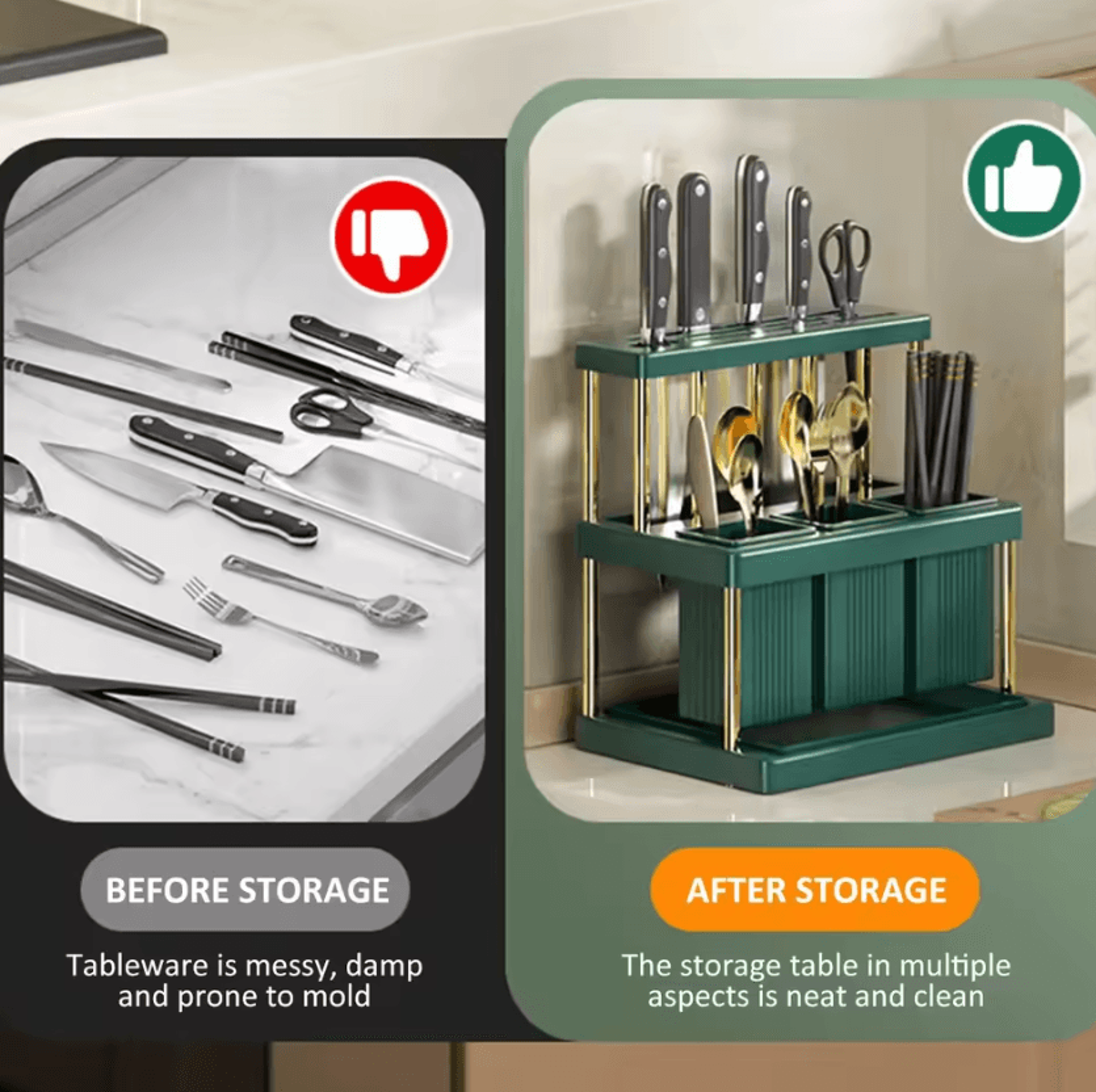 SafeDry Knife Holder  Cutlery Organizer Rack With Drainage System 2
