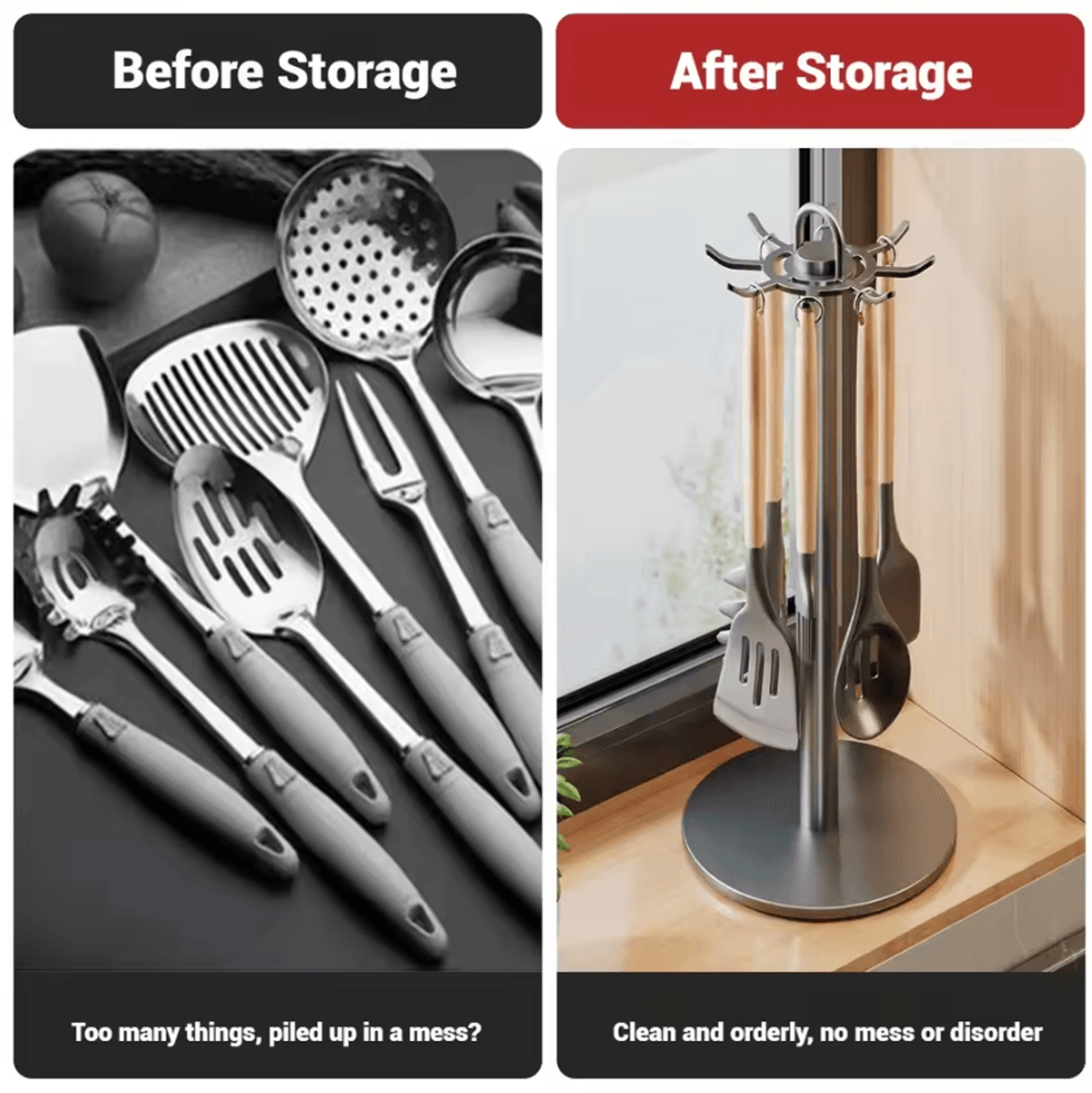 SpinHook Rotating Utensil Holder Rack  8Hook Kitchen Organizer 2