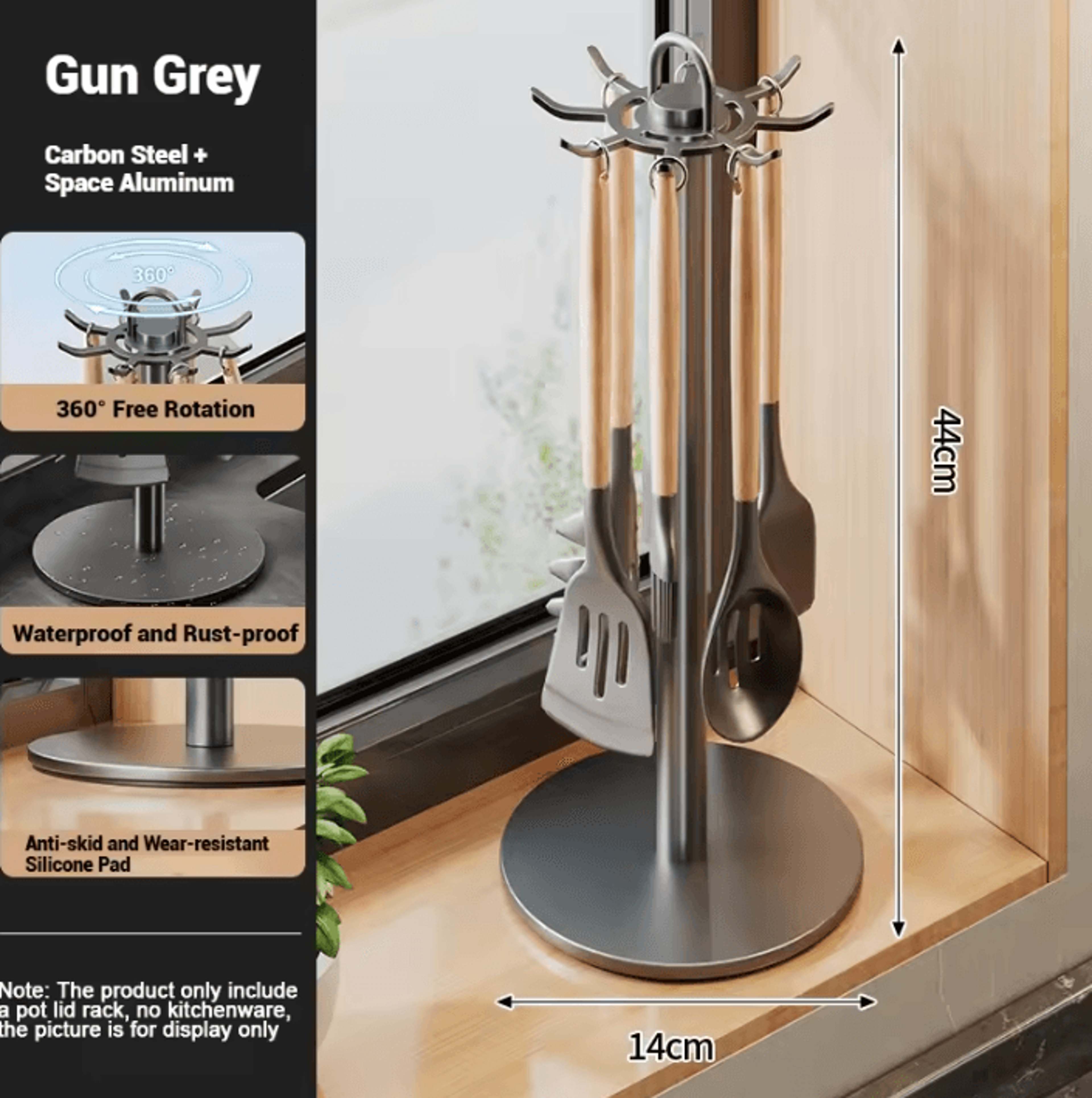 SpinHook Rotating Utensil Holder Rack  8Hook Kitchen Organizer 4
