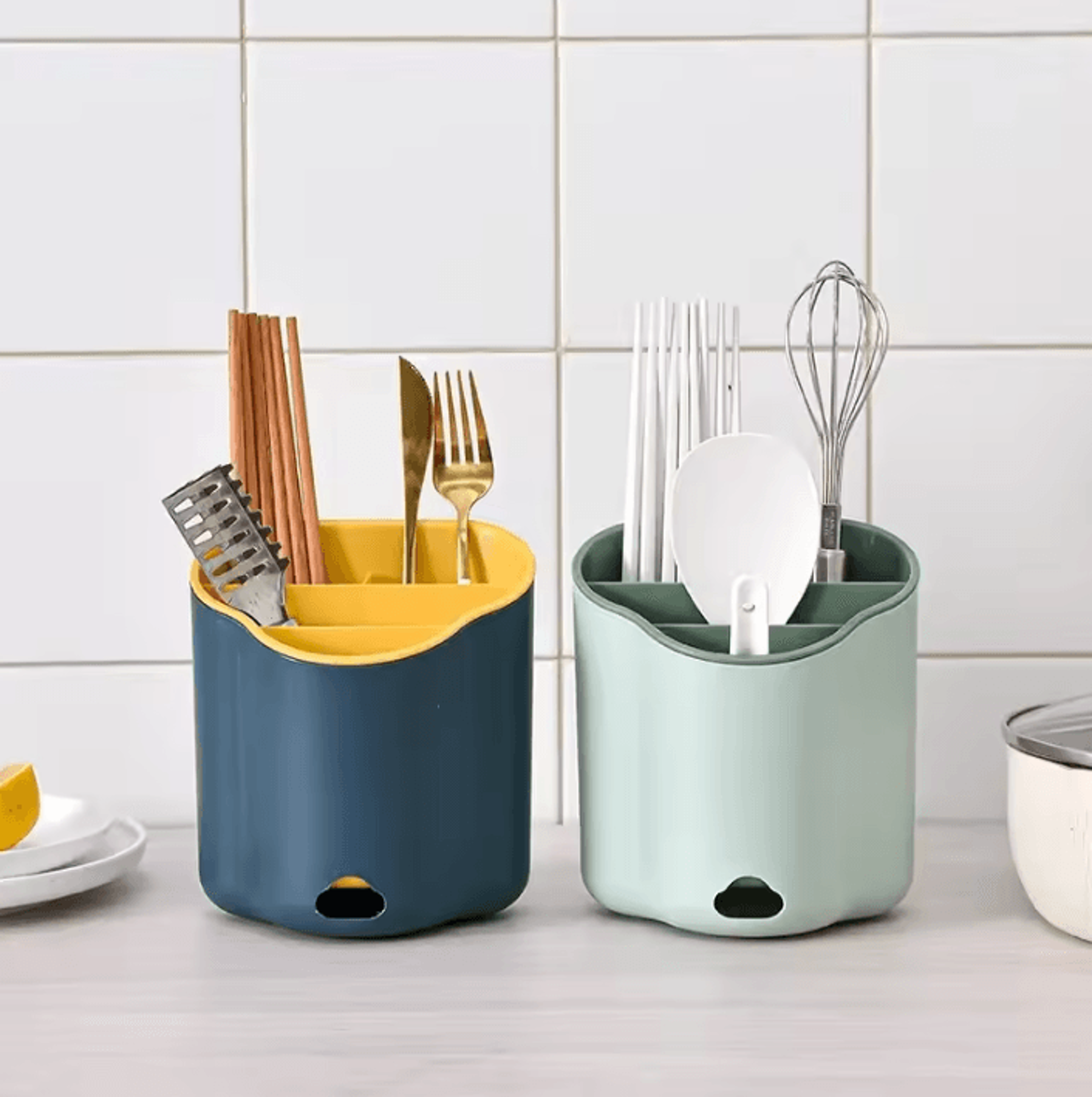 DryFlow DoubleLayer Cutlery Drainer Organizer 1