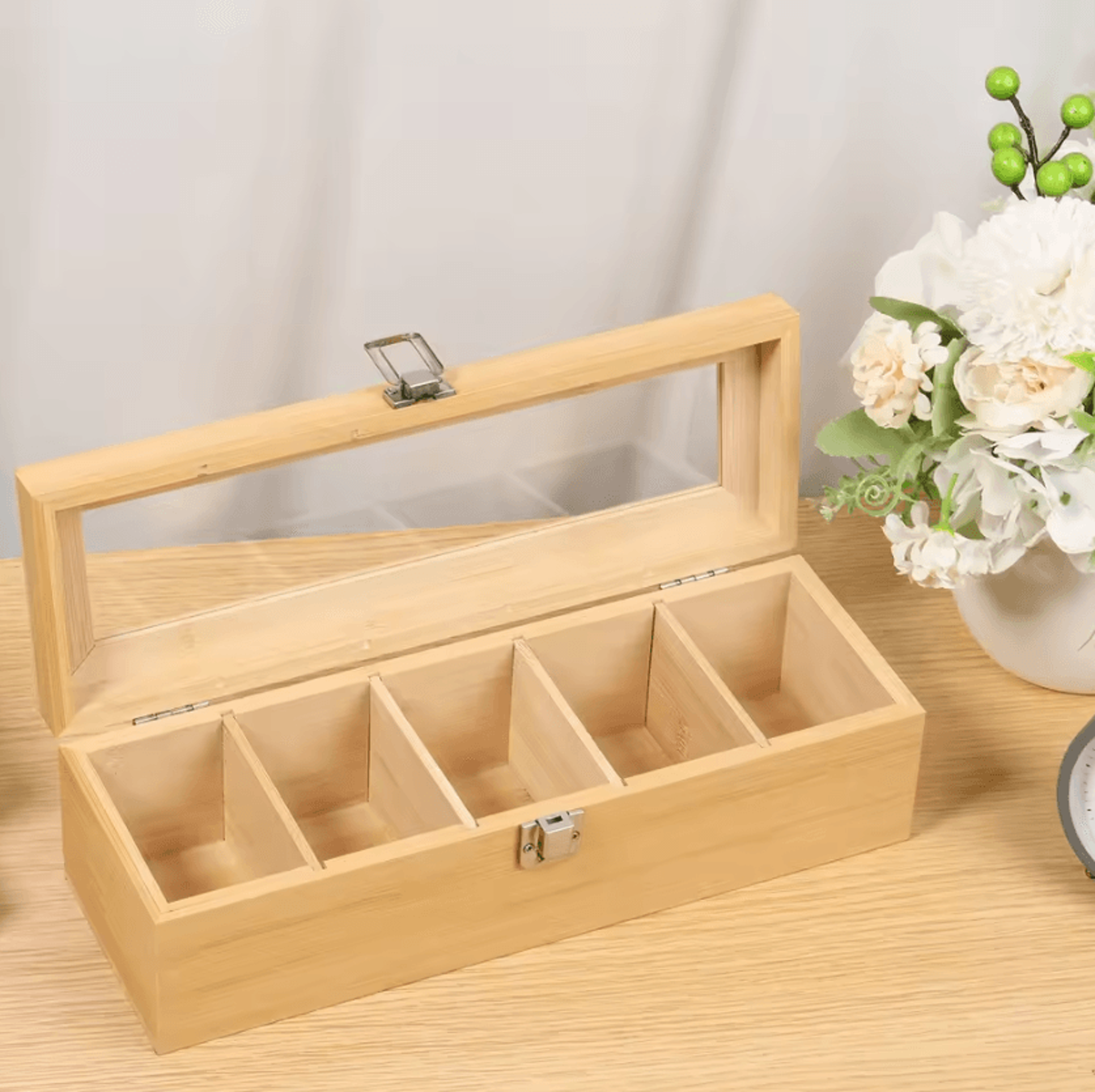 BambooLeaf Tea Bag Organizer Storage Box 1