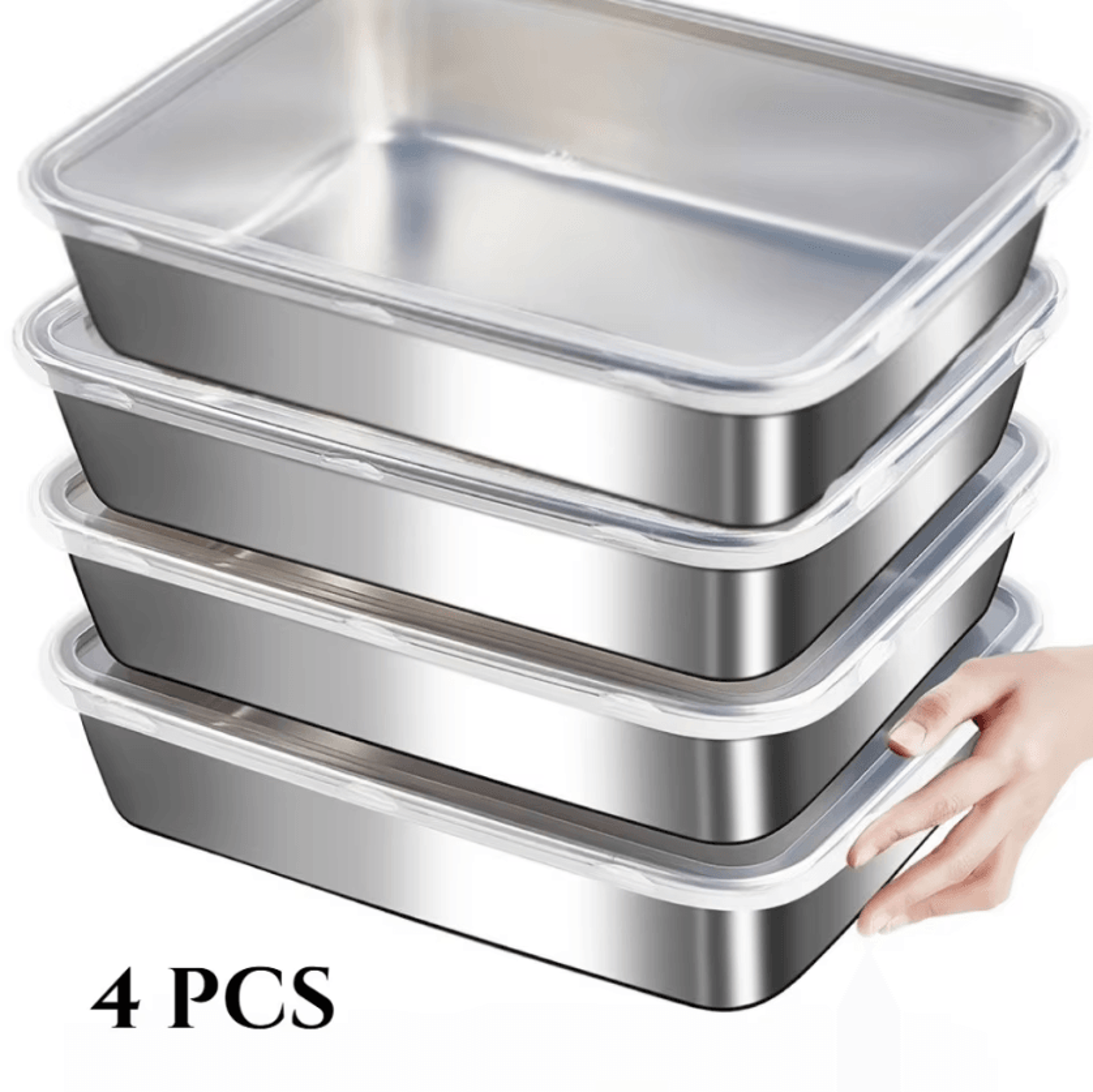BakeMaster Stainless Steel Baking Pan Set With Lids 4