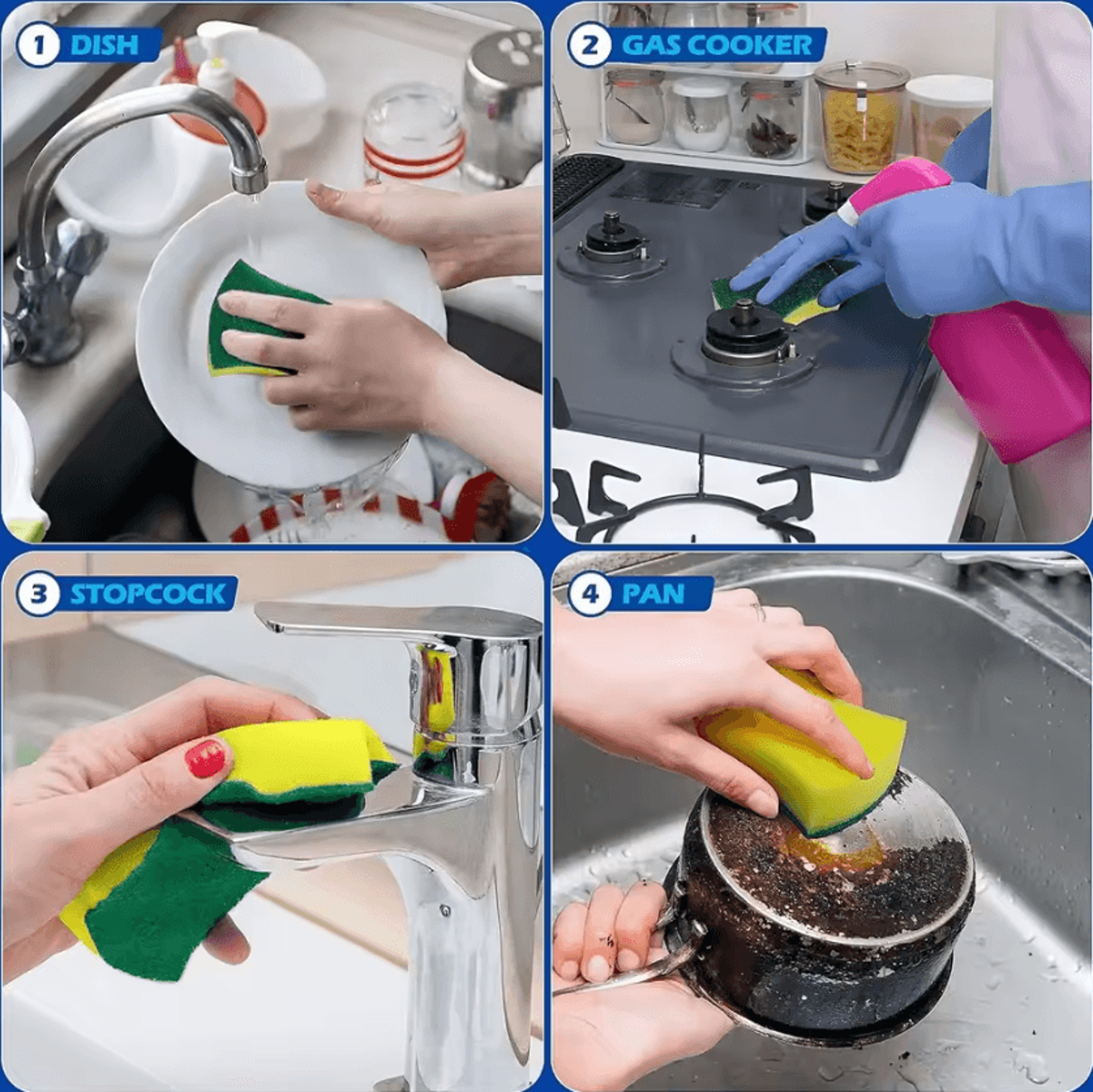 Soft Dishwashing Sponge Scouring Pads For Kitchen Cleaning And Non Scratch Scrubbing 3