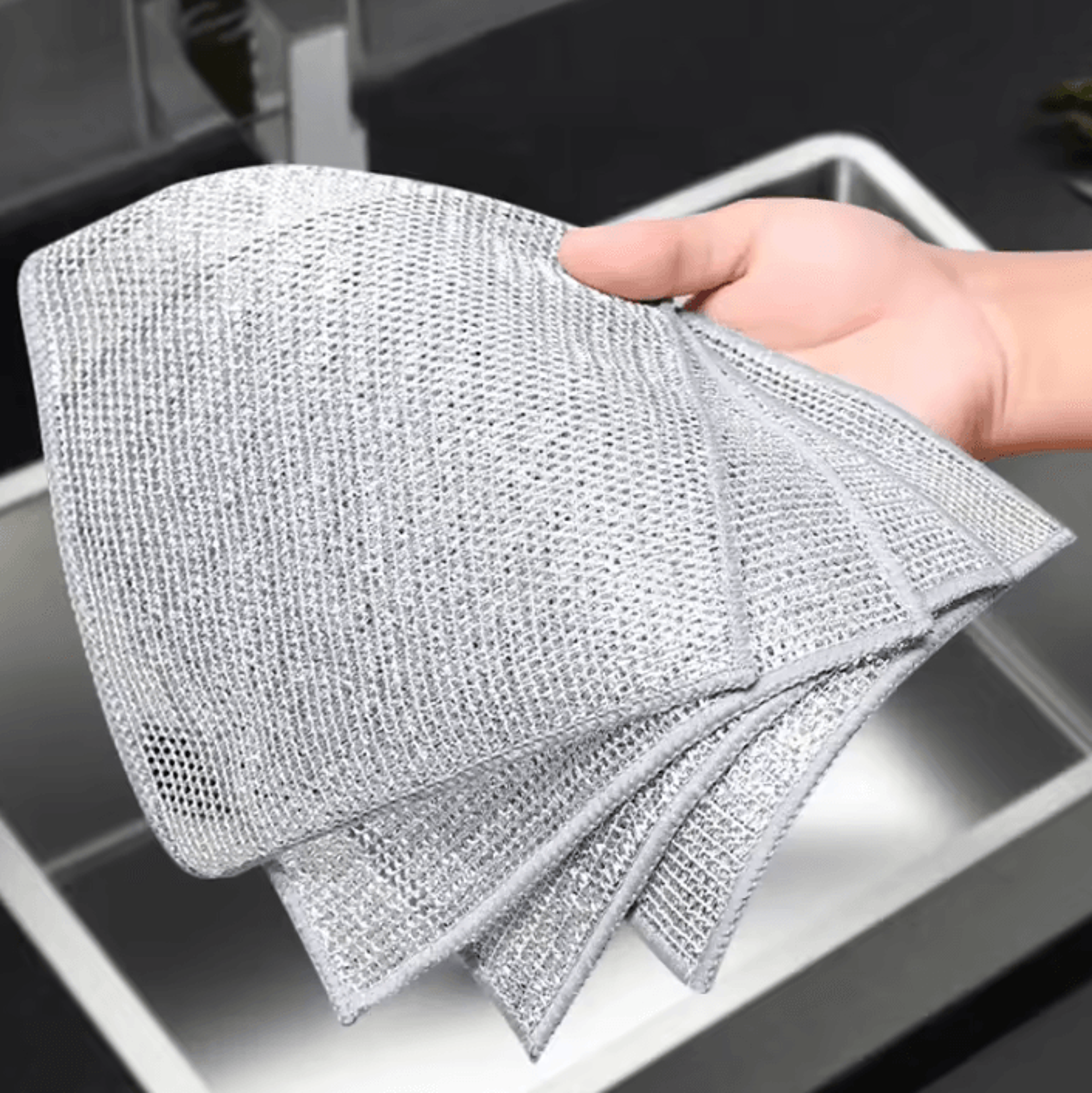 Double Sided Steel Wire Dishcloth Reusable Metal Cleaning Cloth For Pots And Pans 1