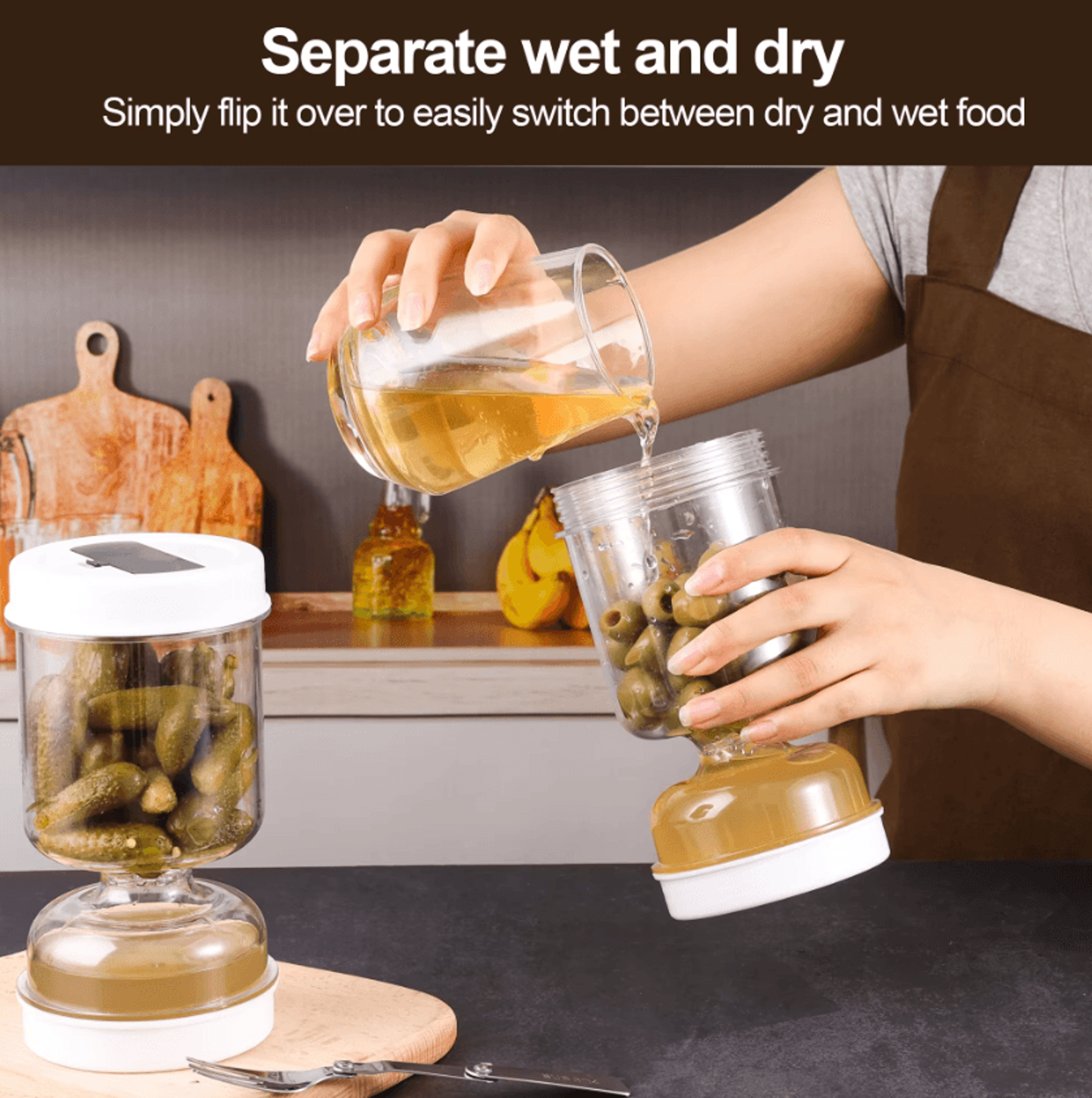 2Pack Hourglass Pickle Jar With Strainer  Airtight Pickle Jar With Strainer For Olives Pickles  Kit 1