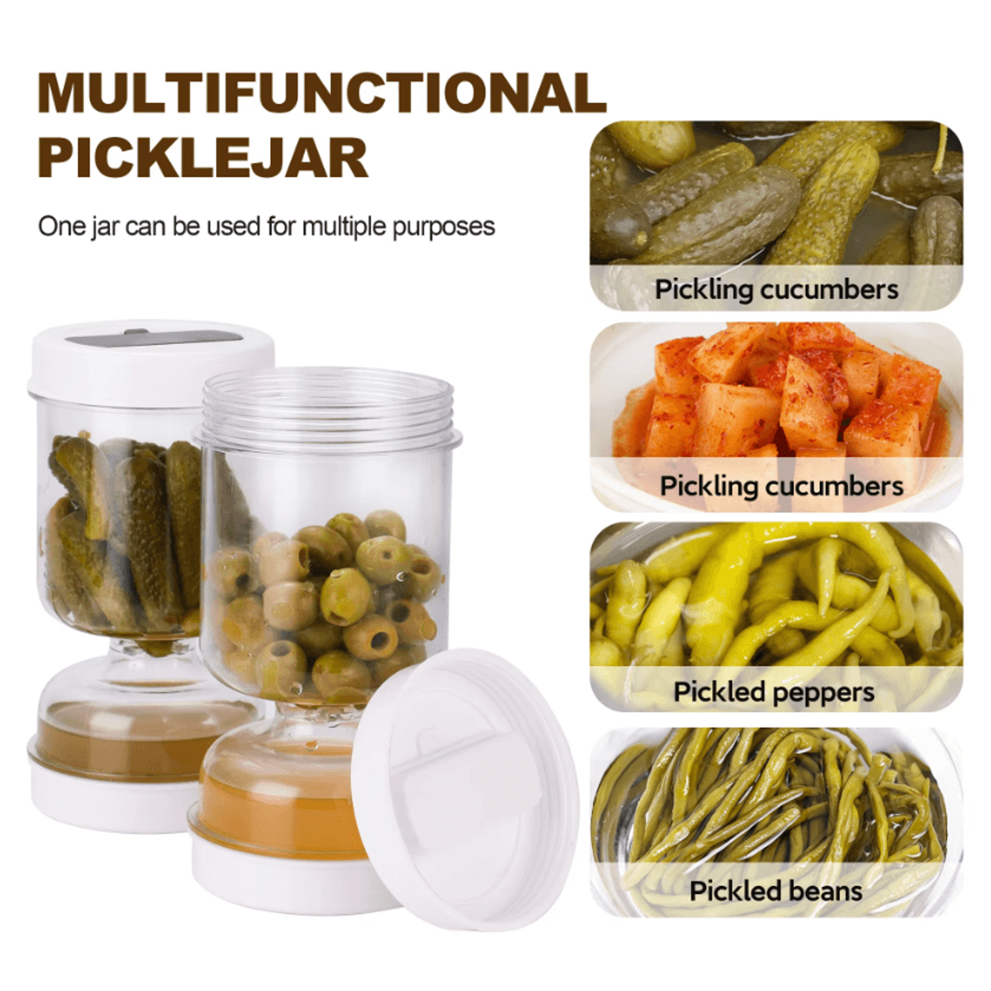 2Pack Hourglass Pickle Jar With Strainer  Airtight Pickle Jar With Strainer For Olives Pickles  Kit 2