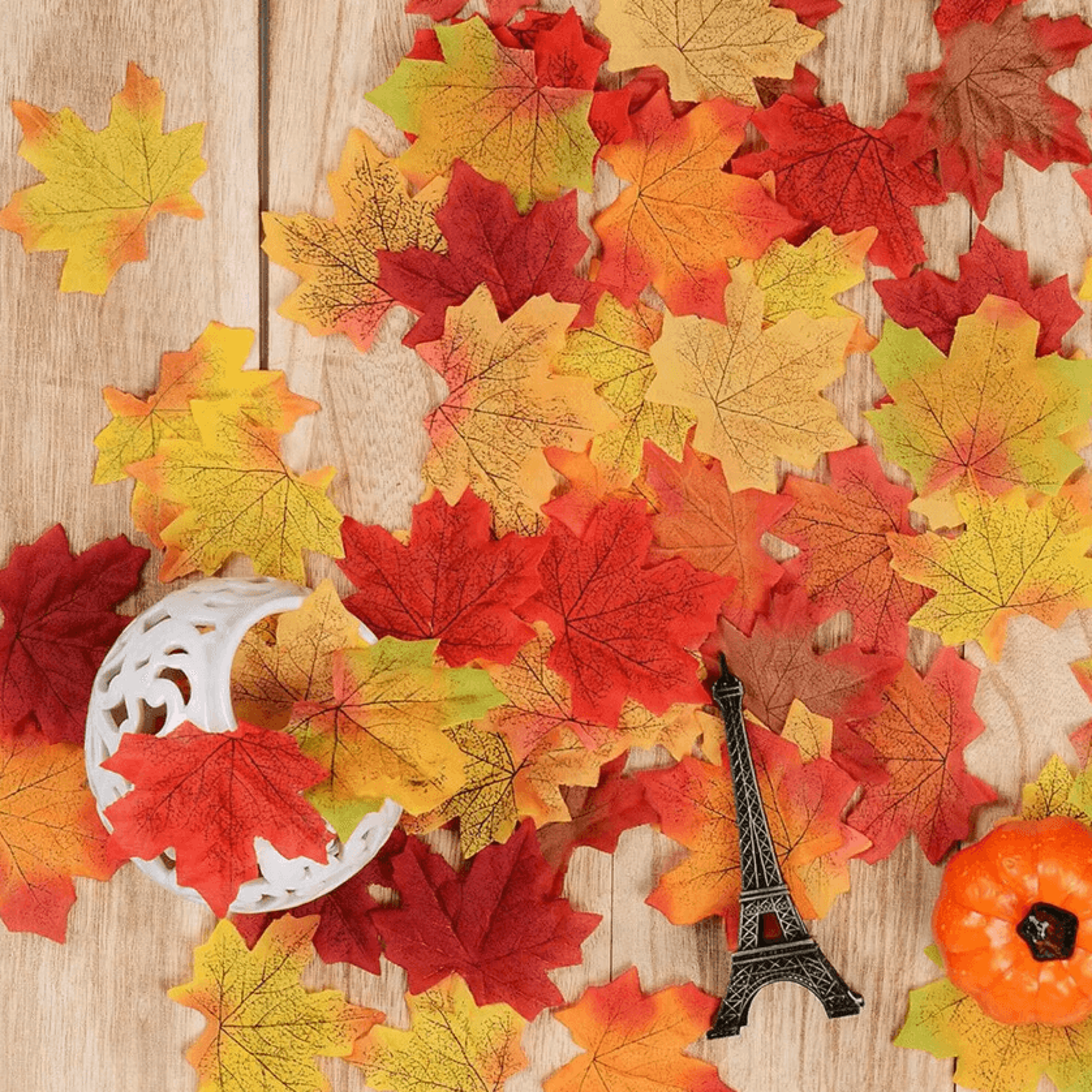 100200PCS Artificial Silk Maple Leaves  Artificial Maple Leaves For Fall Decor Thanksgiving Hallowe 3