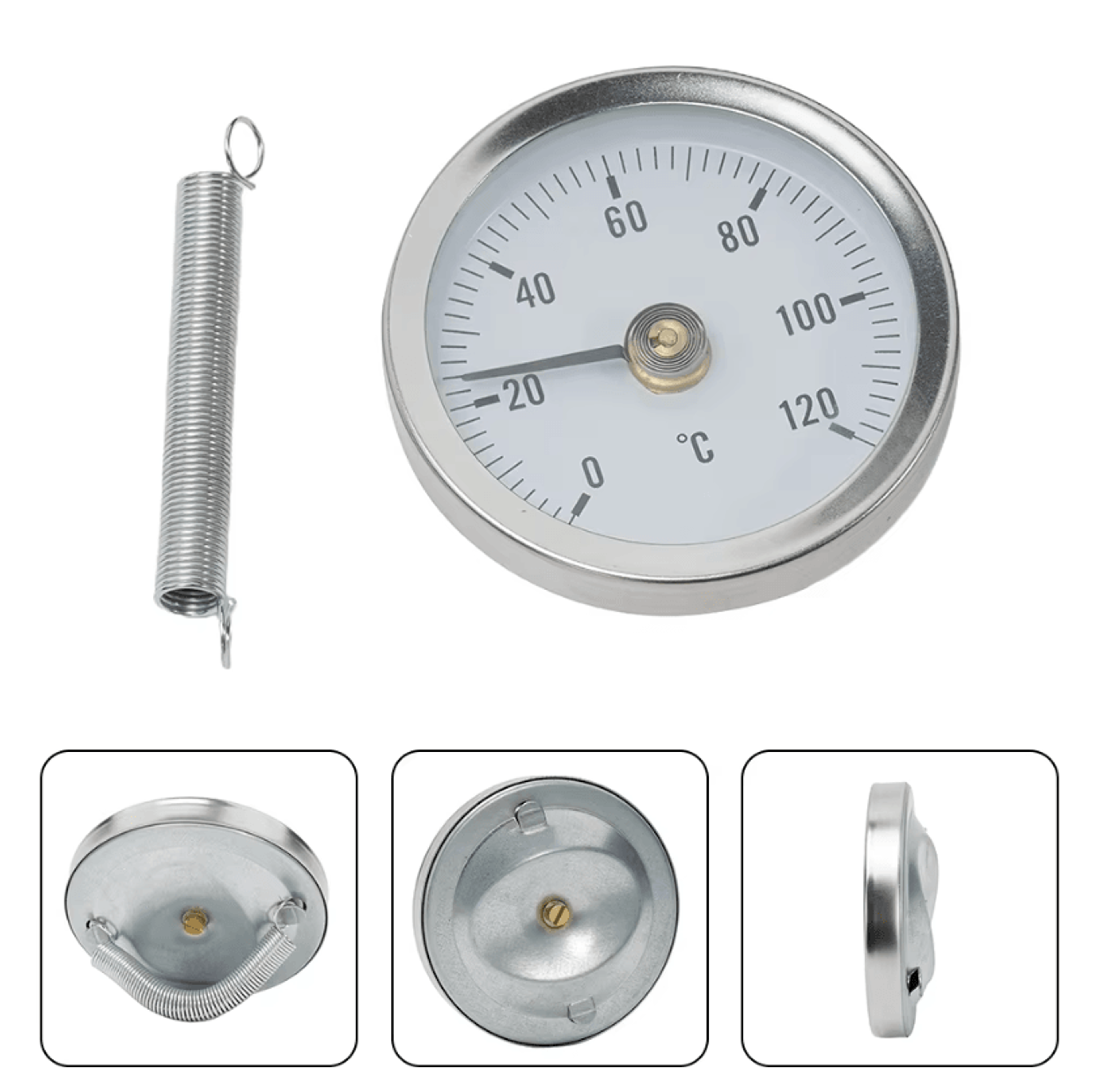 Stainless Steel ClampOn Pipe Thermometer  ClampOn Pipe Thermometer 0120C Temperature Gauge For Heat 2