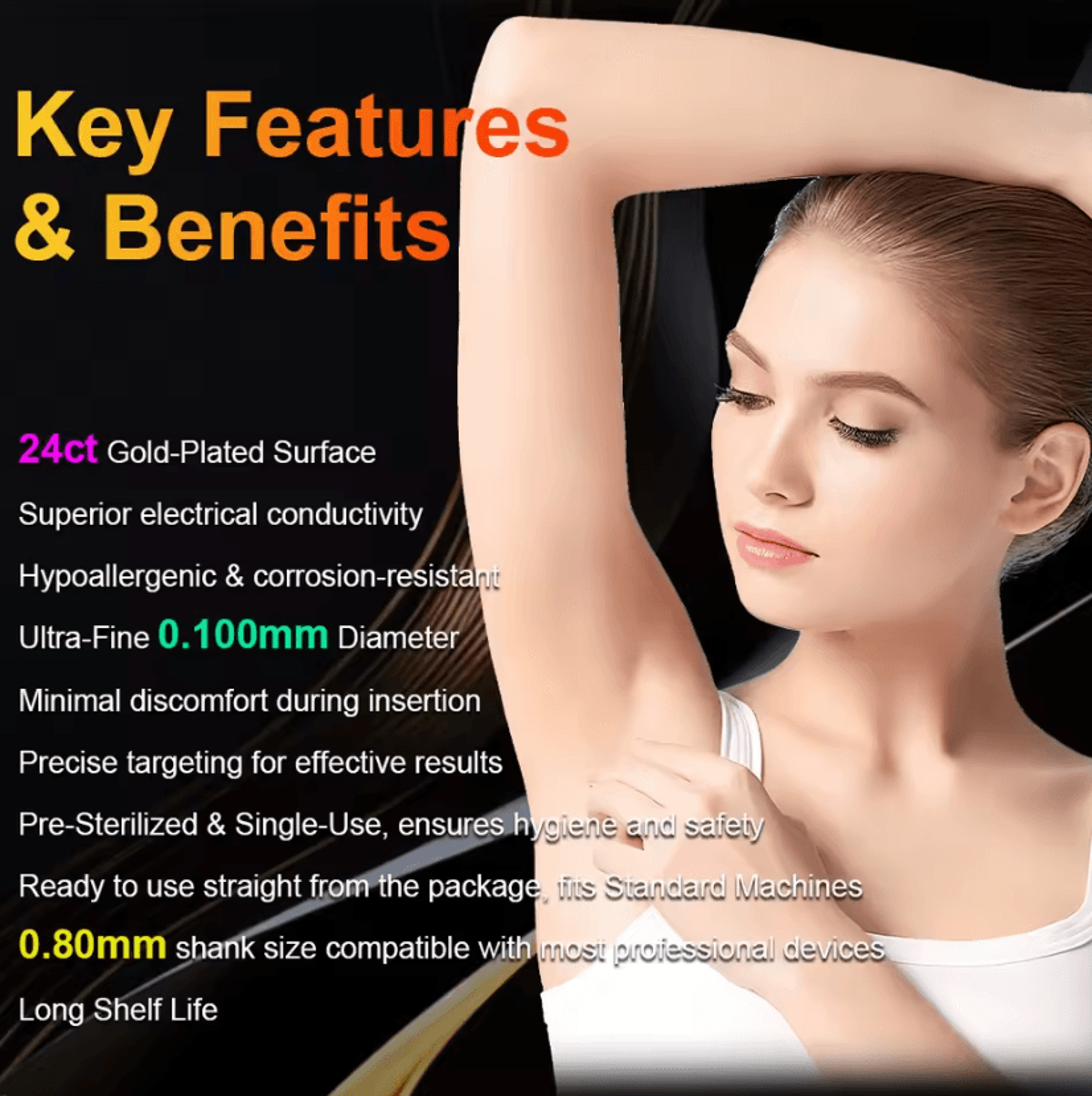 Professional Electrolysis Hair Removal Needles 20 Piece Replacement Probe Set 1