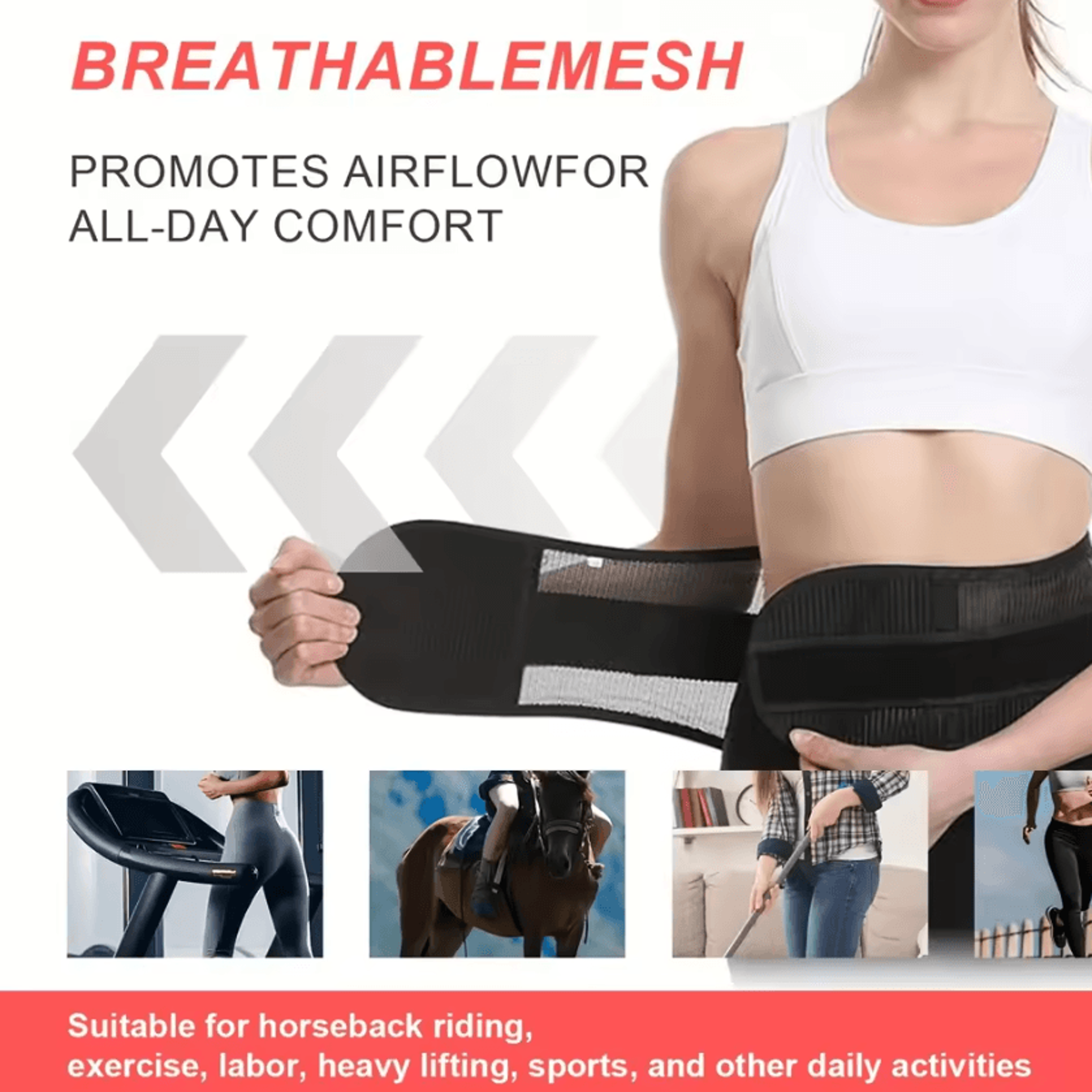 Adjustable Sports Waist Support Belt With Breathable Mesh And Double Drawstring For Hiking Fitness  3