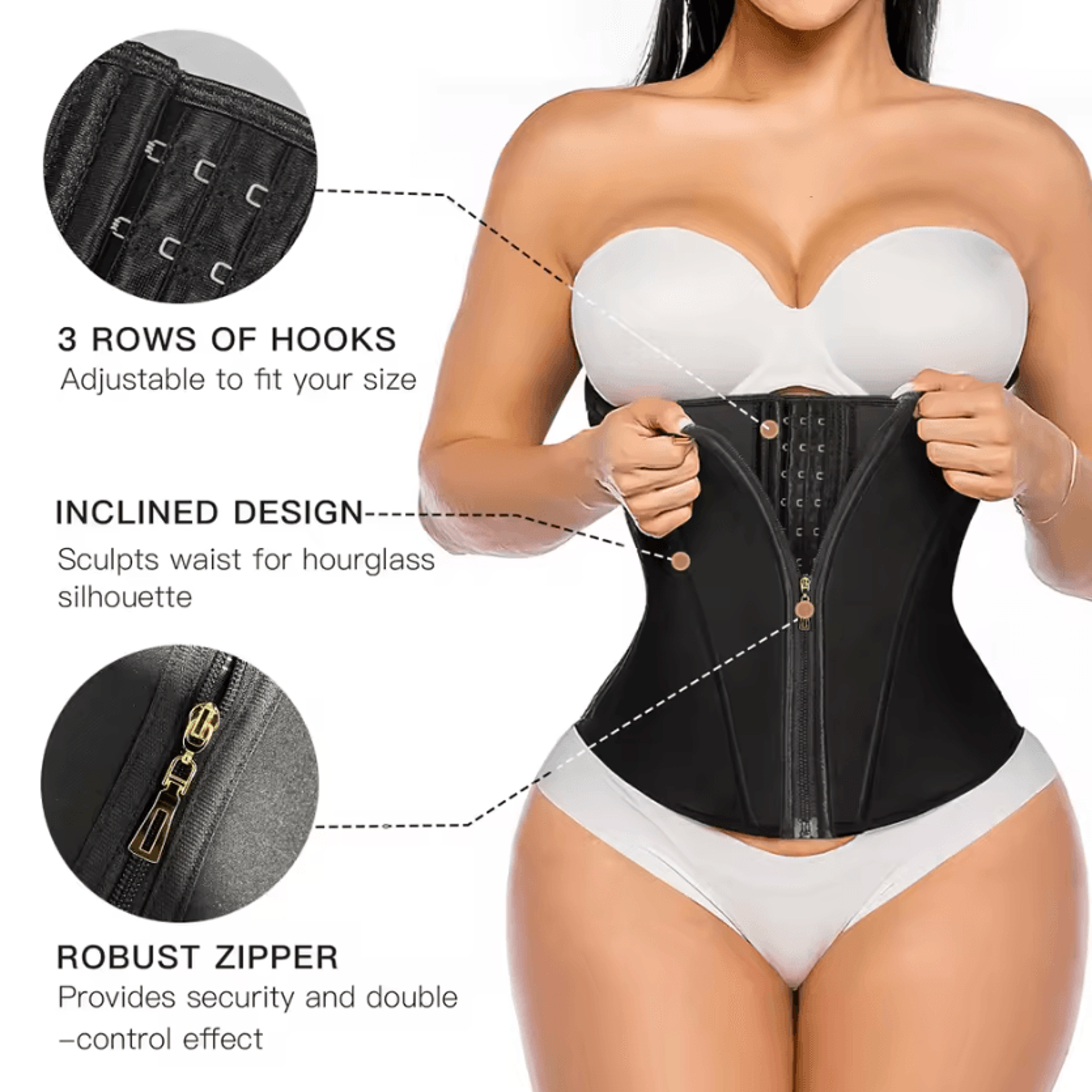 Waist Trainer Corset For Women Underbust Workout Body Shaper With Zipper And Hooks 1