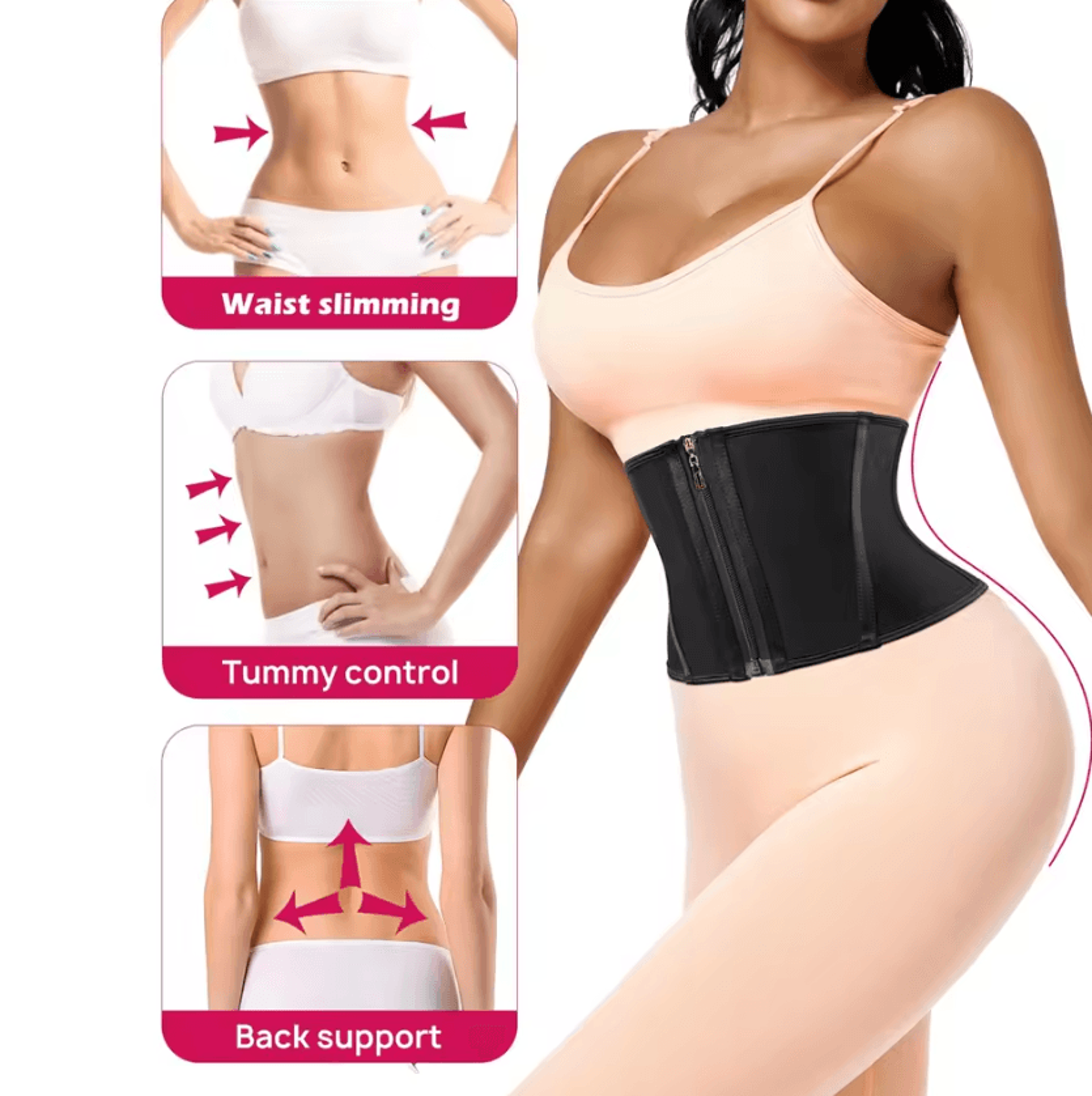Waist Trainer Corset For Women Underbust Workout Body Shaper With Zipper And Hooks 3