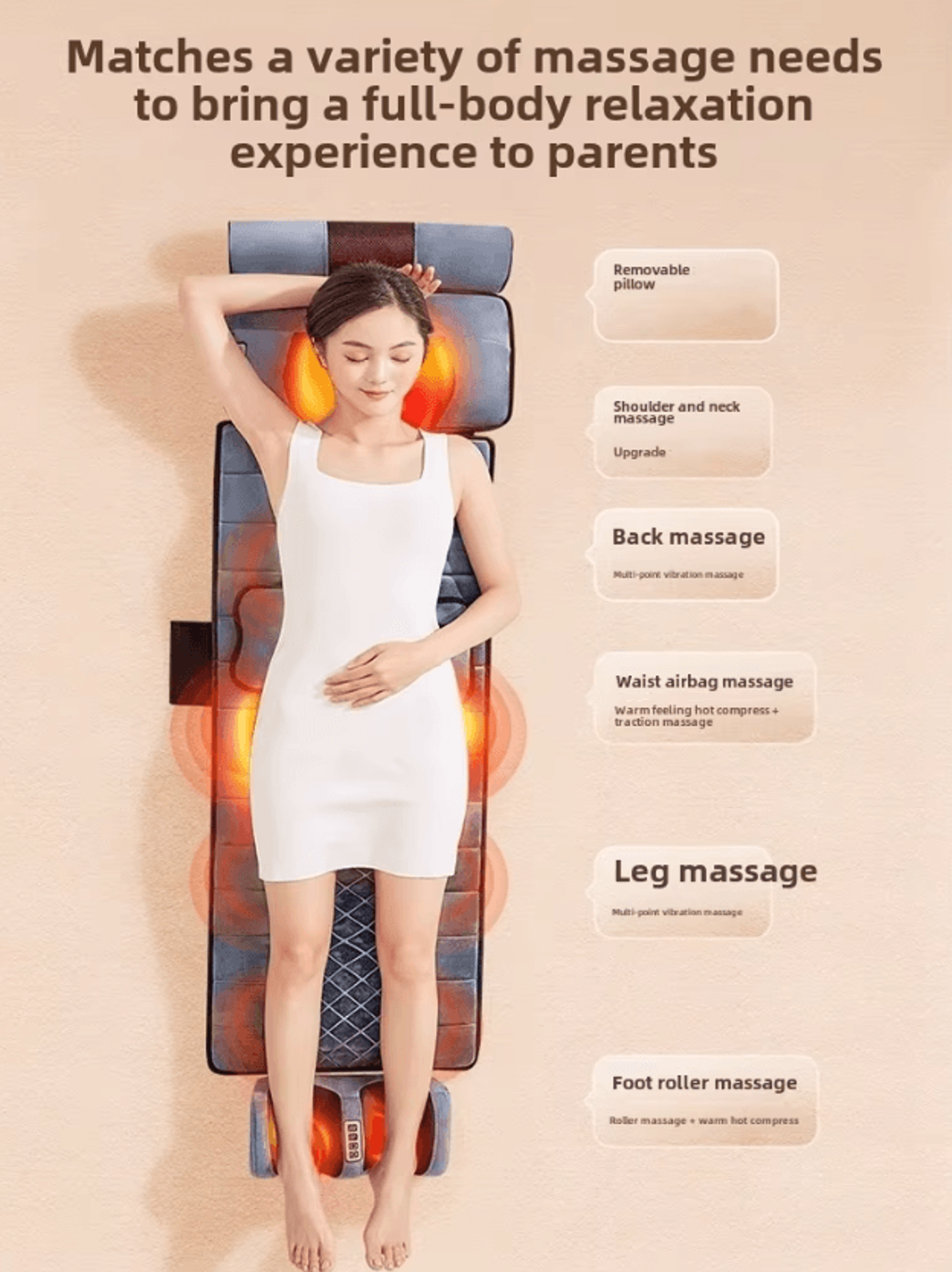 Full Body Massage Pad With 10 Zone Vibration Kneading Pillow Heat And Foot Calf Massage 2