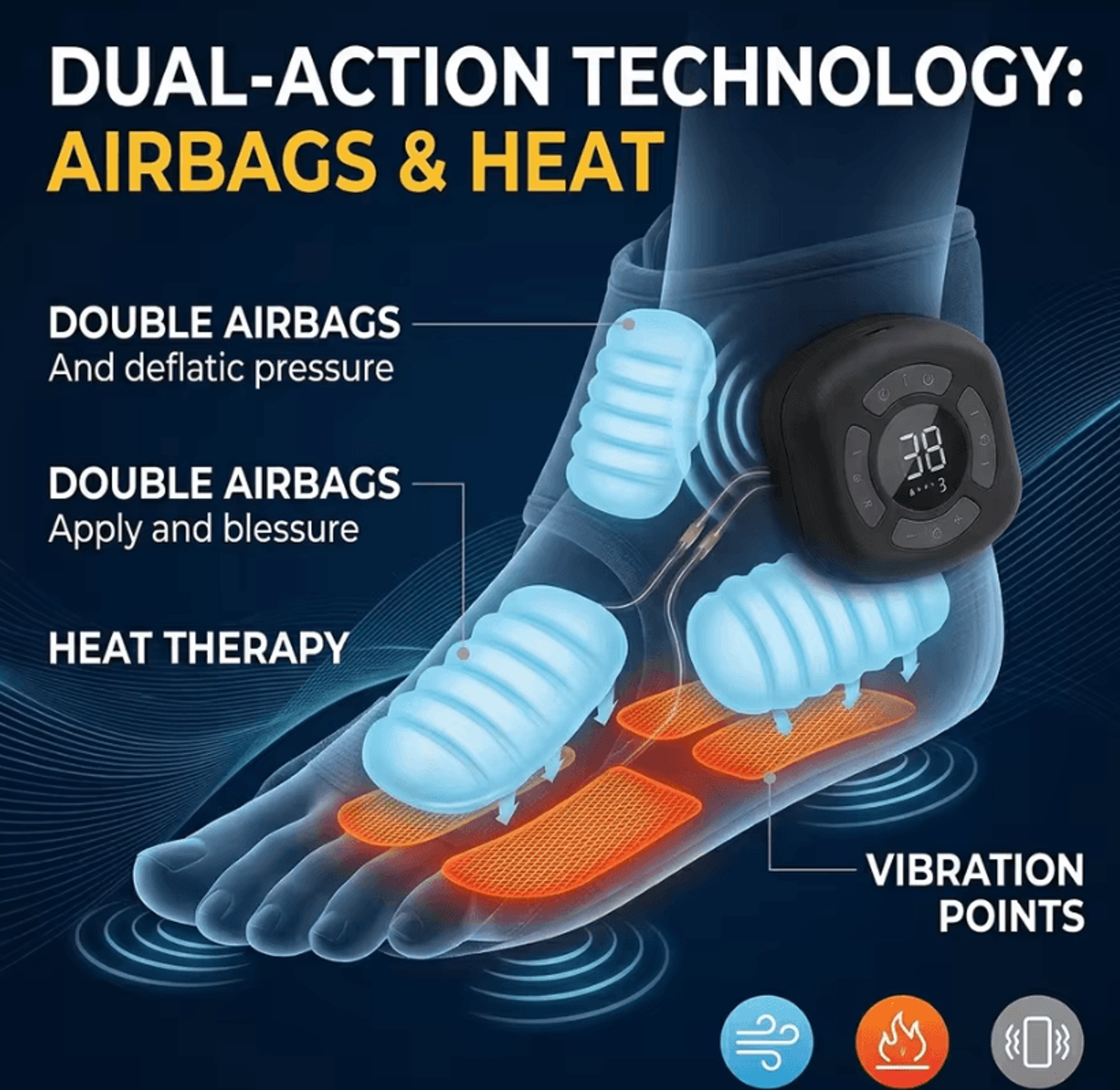Cordless Ankle Foot Air Massager With Heat  Rechargeable Compression Ankle Massager With Air Pressu 1