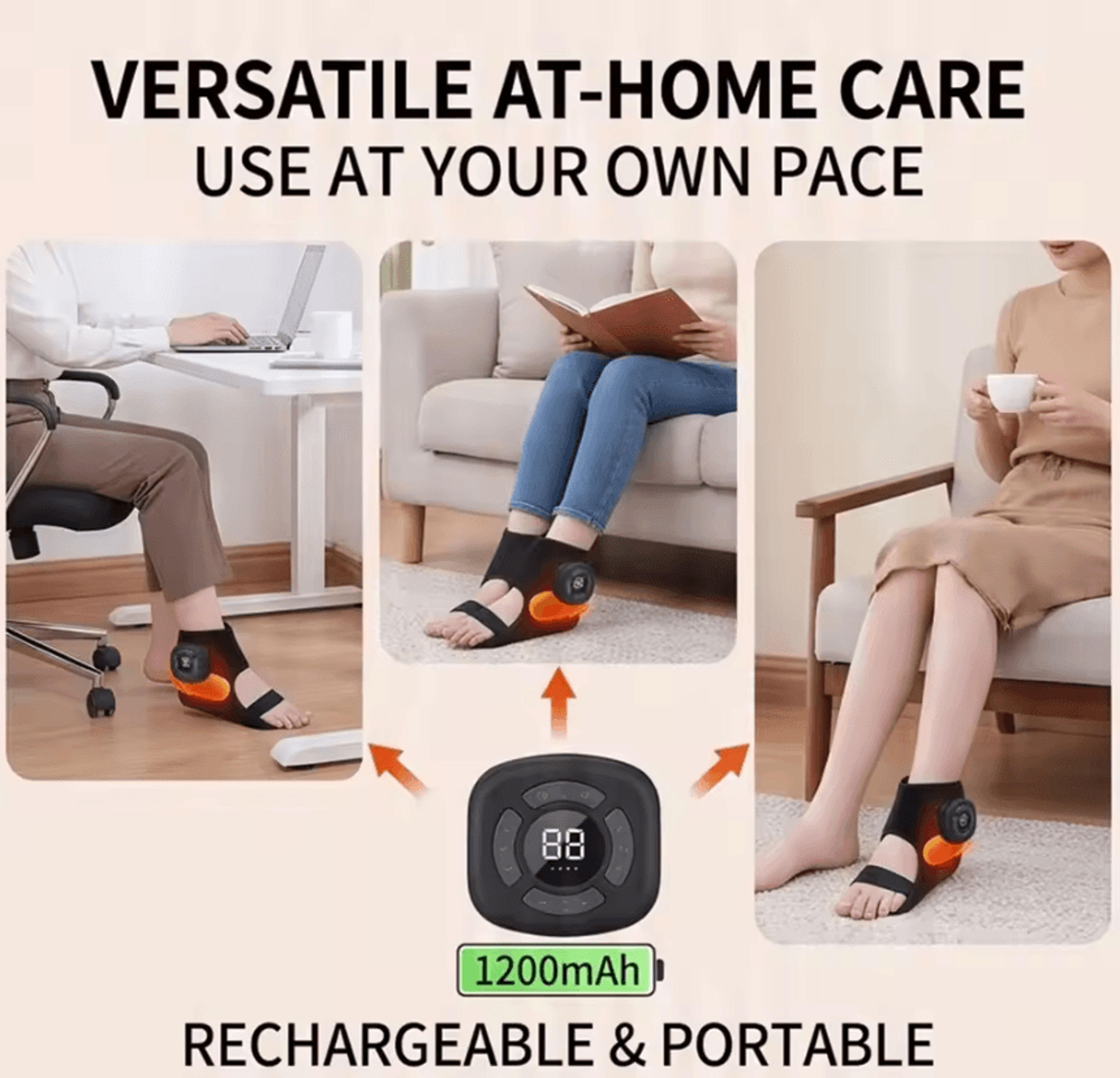 Cordless Ankle Foot Air Massager With Heat  Rechargeable Compression Ankle Massager With Air Pressu 2