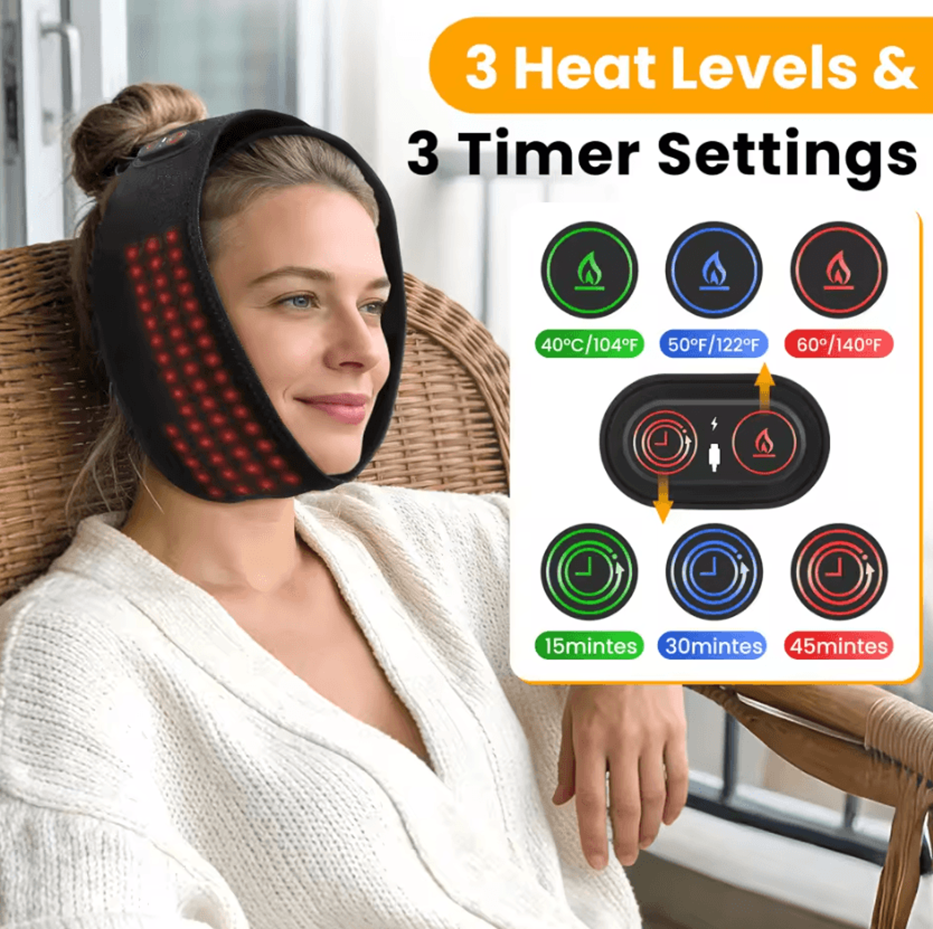 Wireless 660nm LED Face Mask  Rechargeable 100 LED Light Therapy Mask With 5000mAh Battery  Large C 2