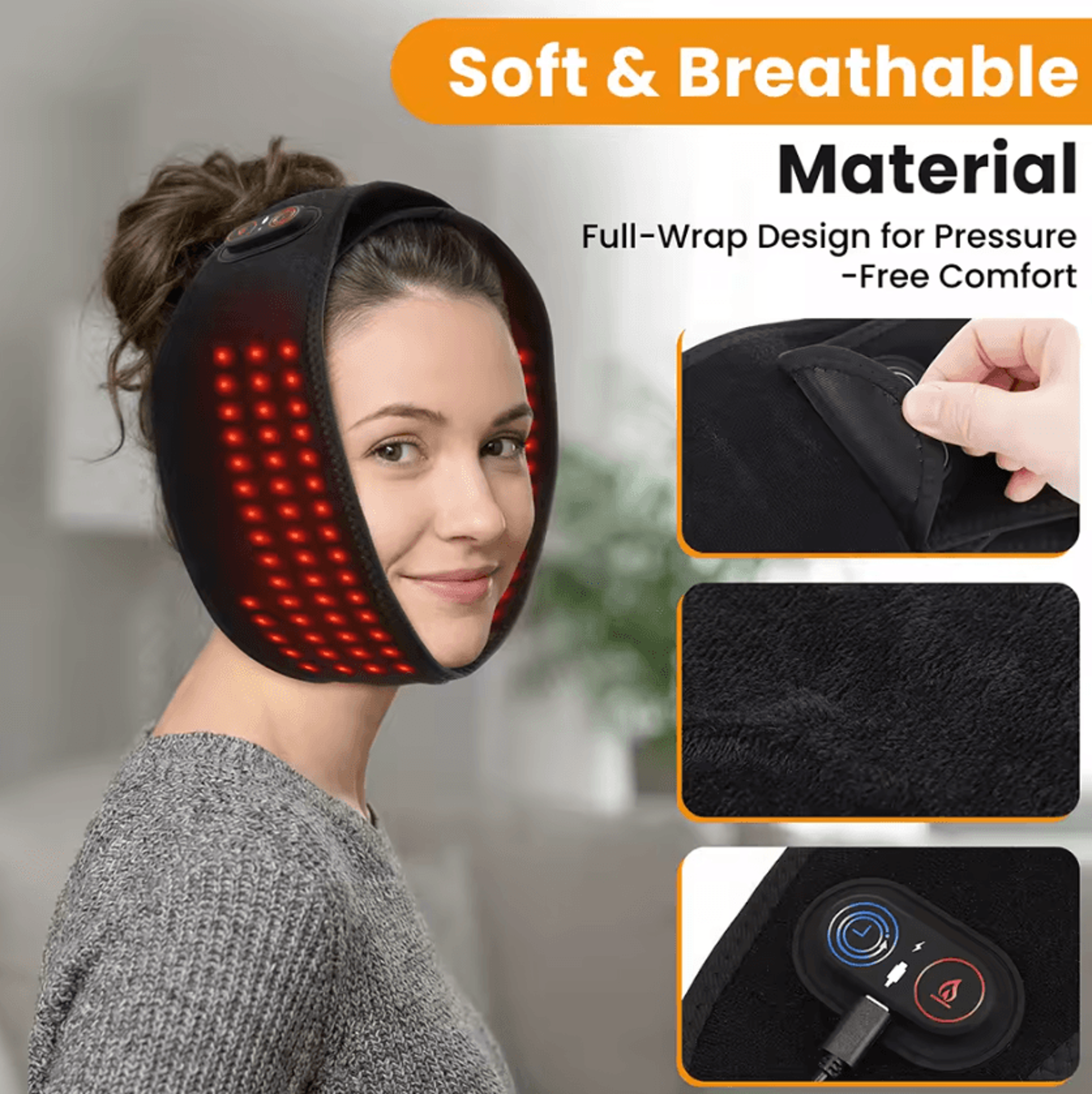 Wireless 660nm LED Face Mask  Rechargeable 100 LED Light Therapy Mask With 5000mAh Battery  Large C 3