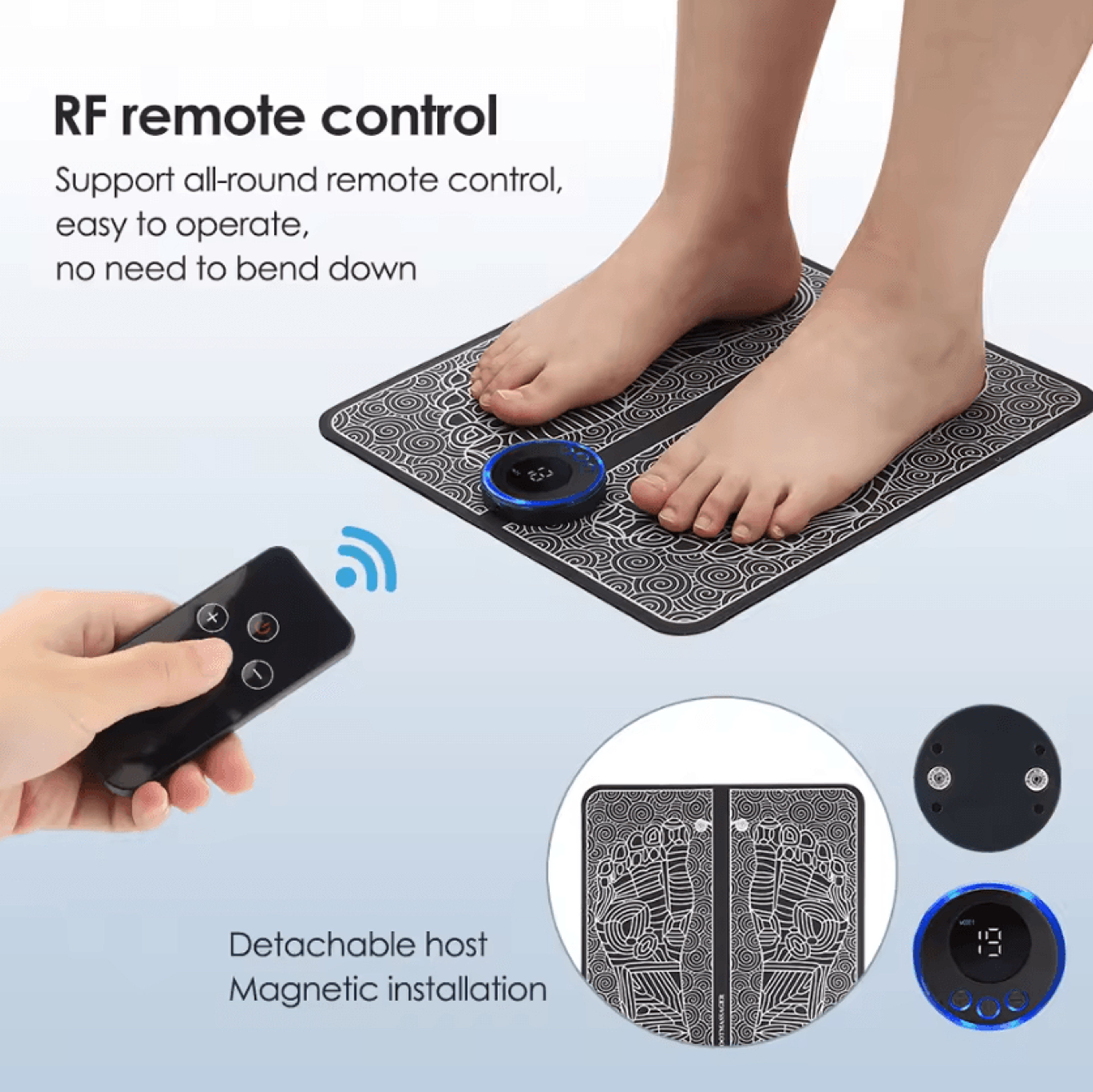 Electric TENS Foot Massager  Foot Massage Pad With Remote Control 8 Modes 19 Intensity Levels  Elec 2