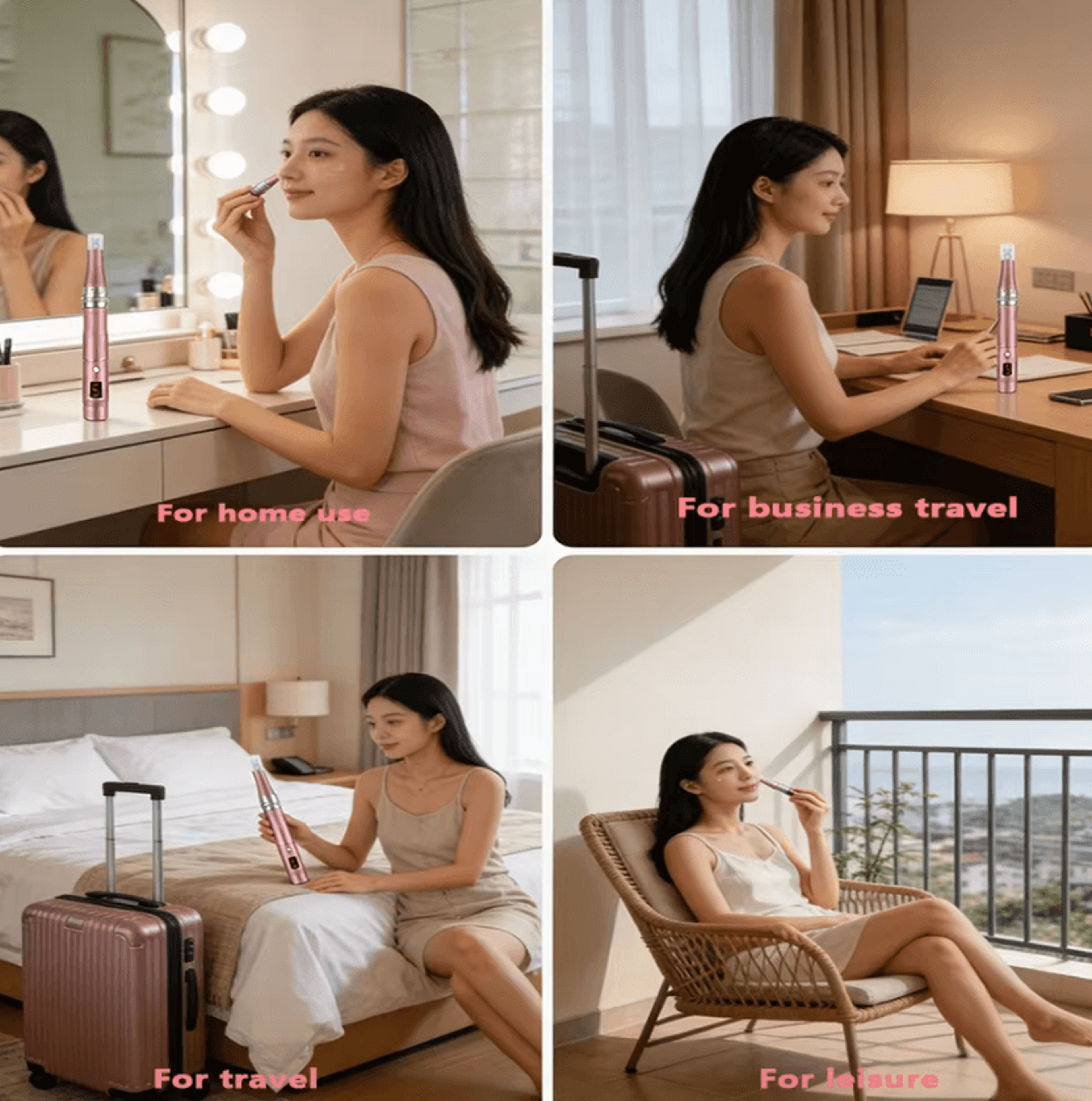 Rechargeable Electric Facial Massager  Portable Face  Neck Massager With 4 Interchangeable Massage  4
