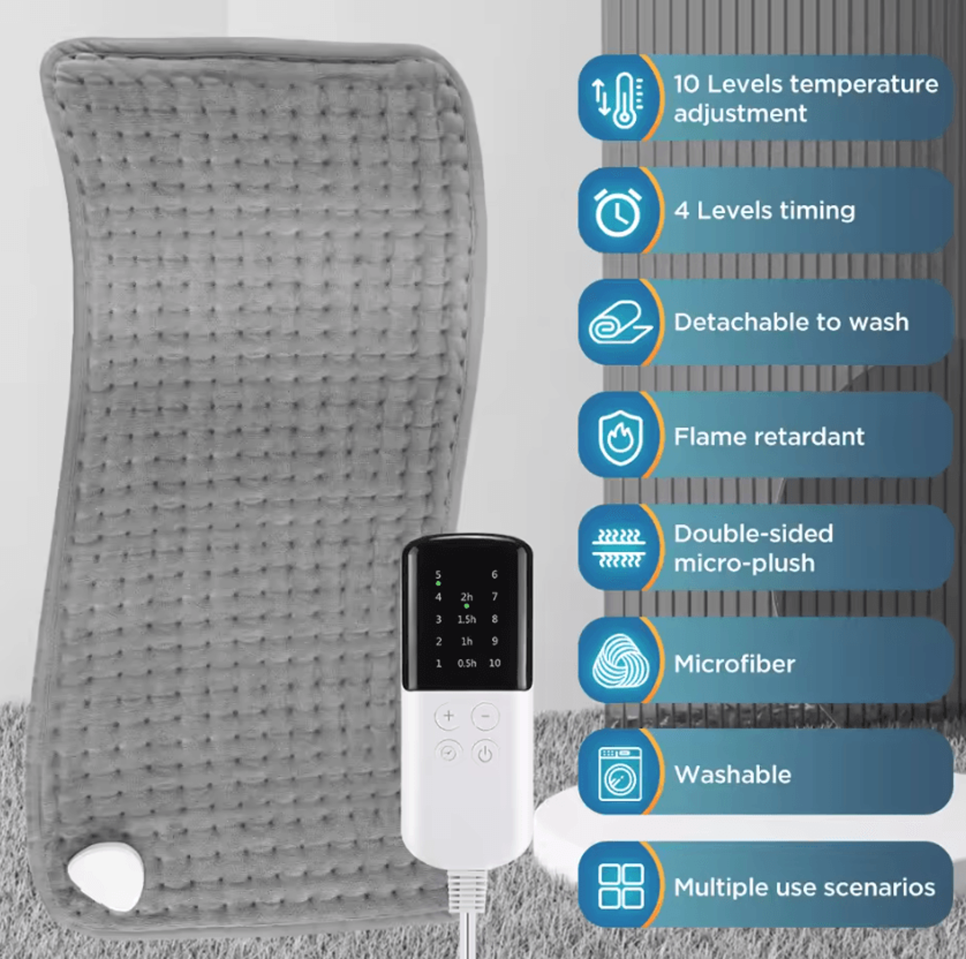 Electric Heating Pad Blanket With 9 Temperature Levels For FullBody Comfort 2