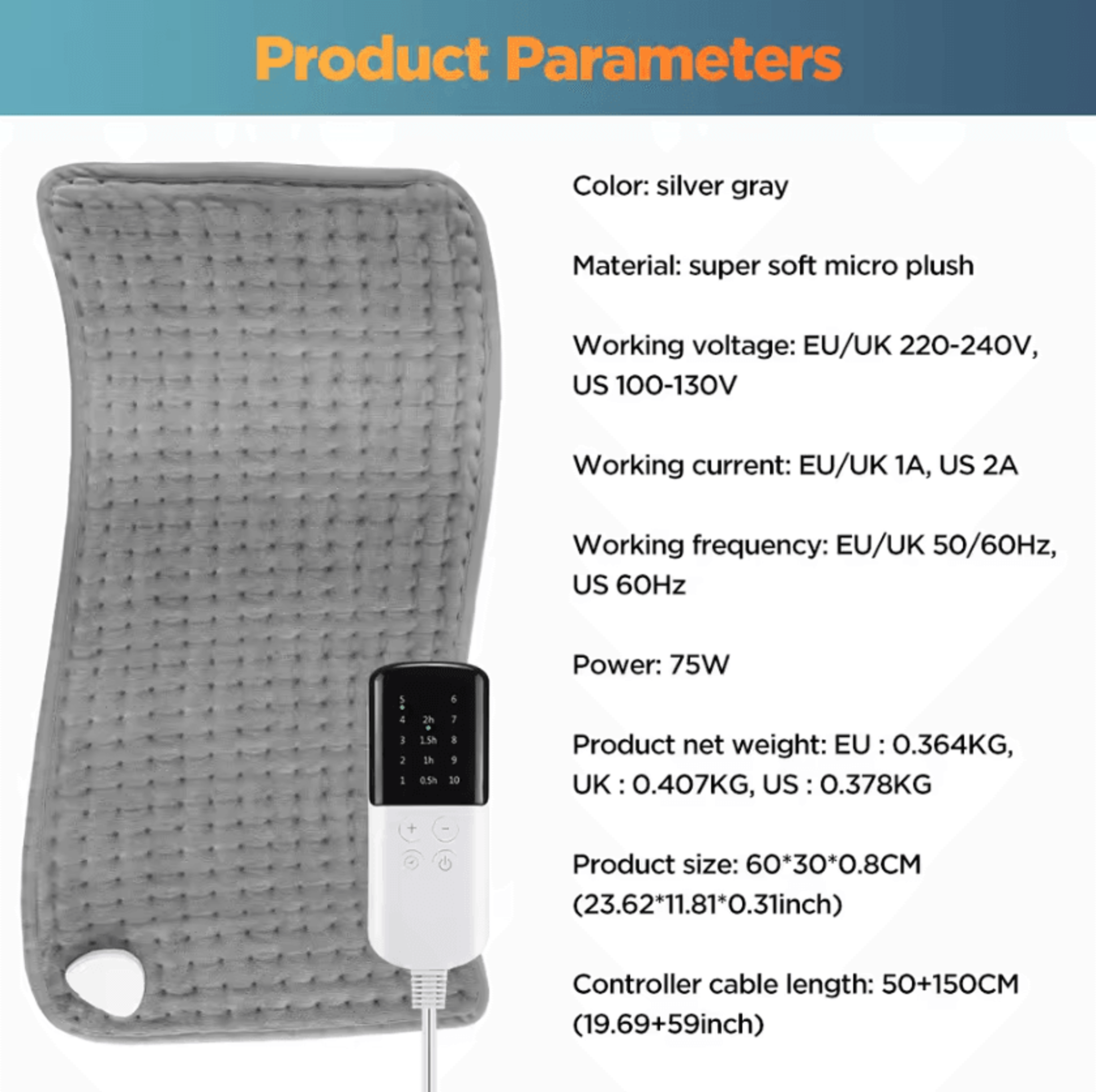 Electric Heating Pad Blanket With 9 Temperature Levels For FullBody Comfort 4