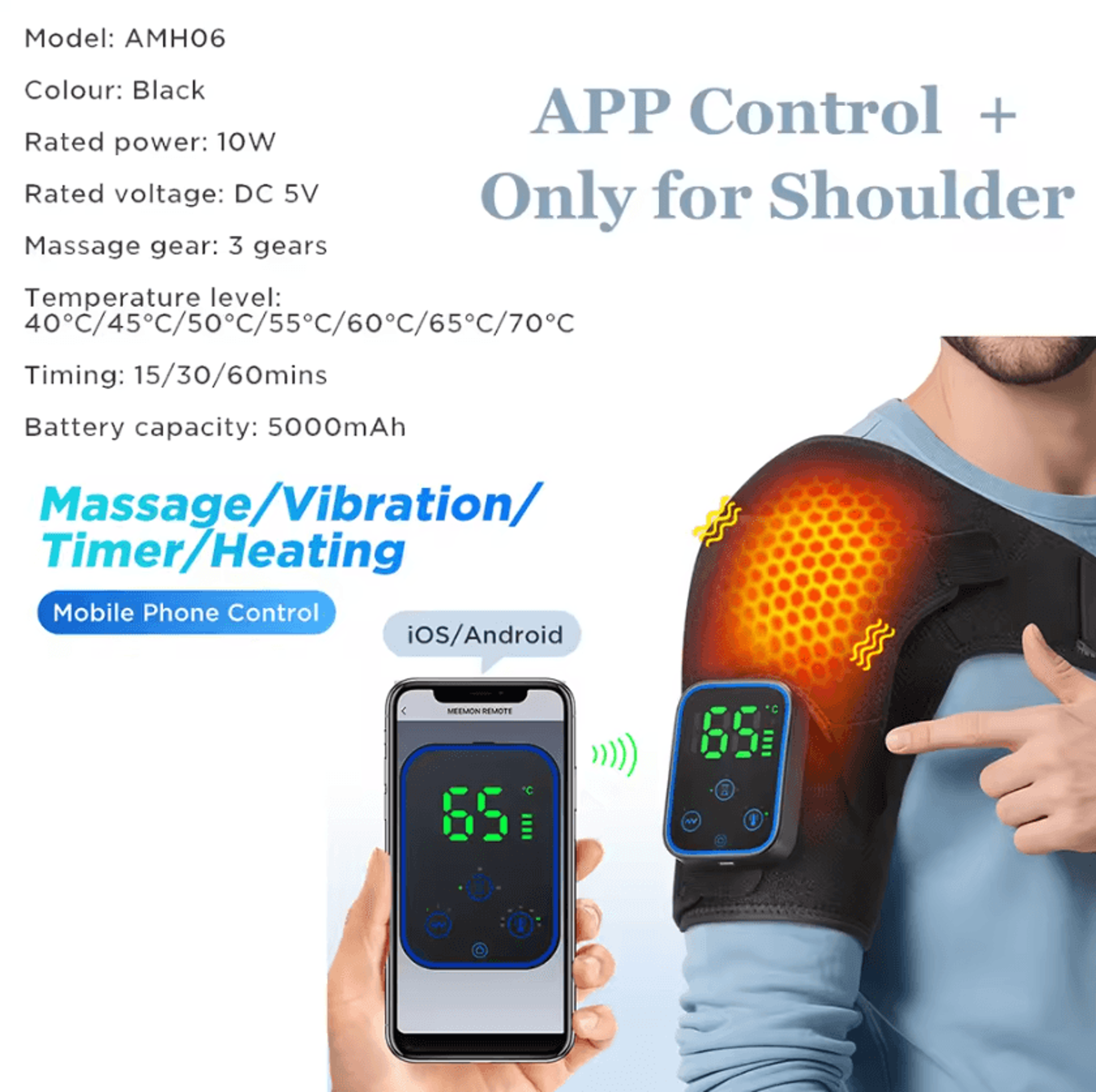 Shoulder Massager With Heat  Vibration  Heated Shoulder Wrap For Neck  Shoulder Comfort 9